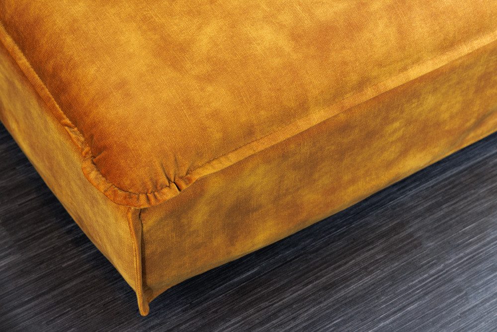 riess-ambiente Sitzhocker HEAVEN 100cm senfgelb · Hussensofa inkl. Kissen und abnehmbaren Bezug (1 St), Wohnzimmer-Hocker · Samt-Bezug · Federkern-Polsterung ·  – Bild 4 von 5