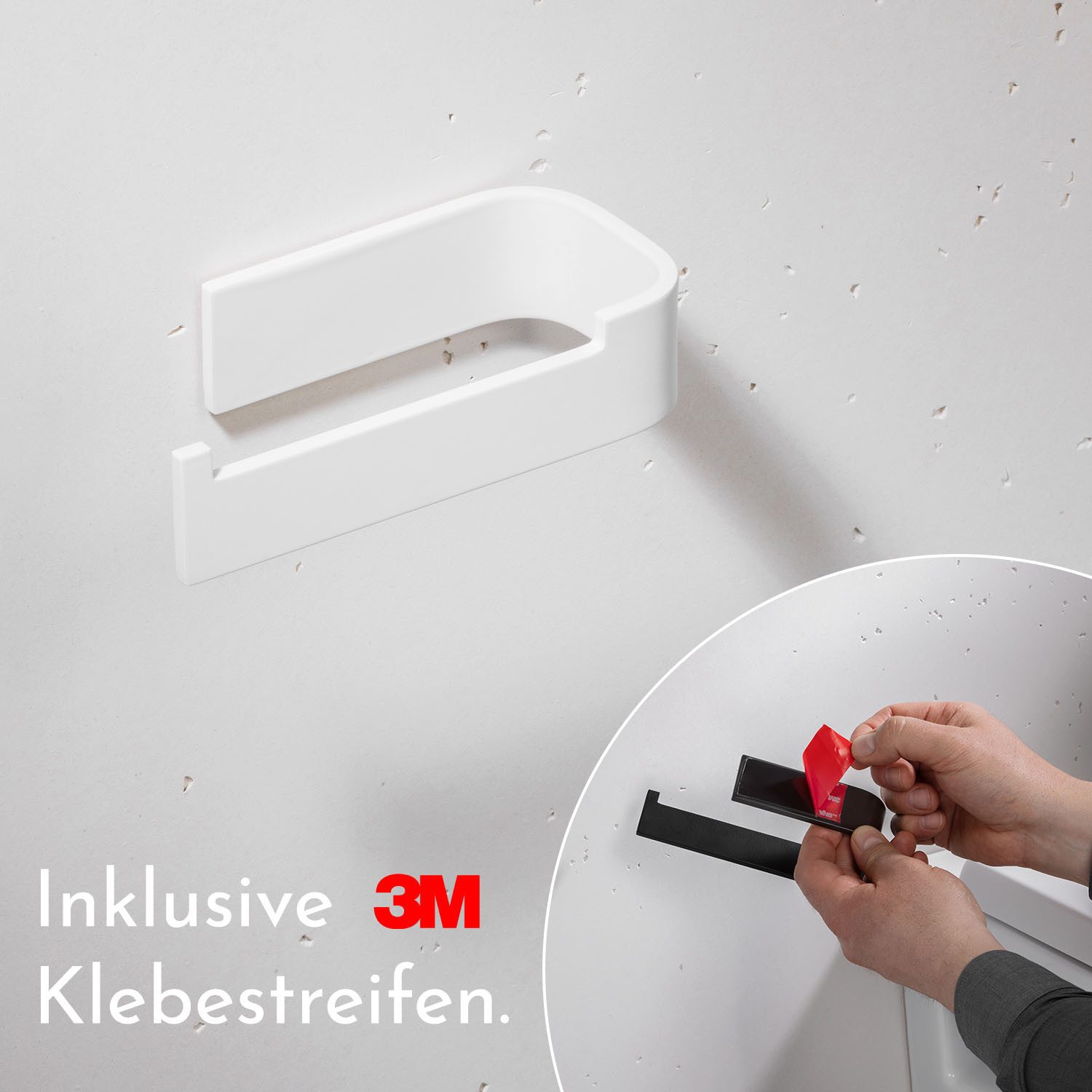 Bürstenking Toilettenpapierhalter ohne Bohren, Selbstklebender Klopapierhalter, WC-Rollenhalter, 3M-Kleber – Bild 4 von 5