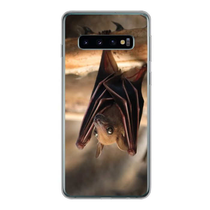MuchoWow Handyhülle Baby - Fledermaus - Holz Phone Case Handyhülle Samsung Galaxy S10 Silikon Schutzhülle