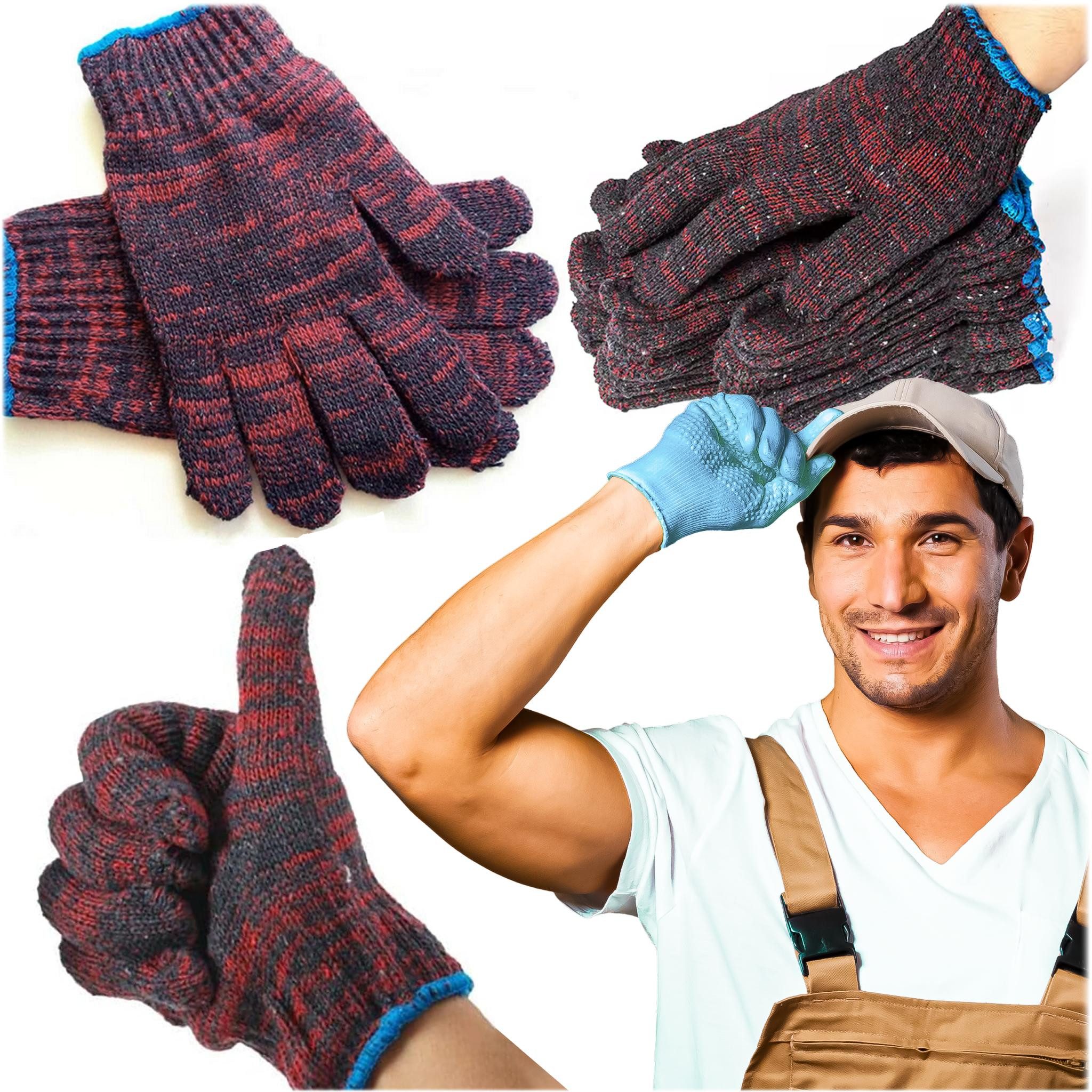 LA CUTE Arbeitshandschuh-Set Nahtlose Baumwoll-Arbeitshandschuhe, verstärkter Rand (Arbeitsschutzhandschuhe für verschiedene Branchen, Robuste Перчатки für Bau, Montage, Transportи больше) Nahtloser Baumwollstrick mit verstärktem Rand für hohen Tragekomfort