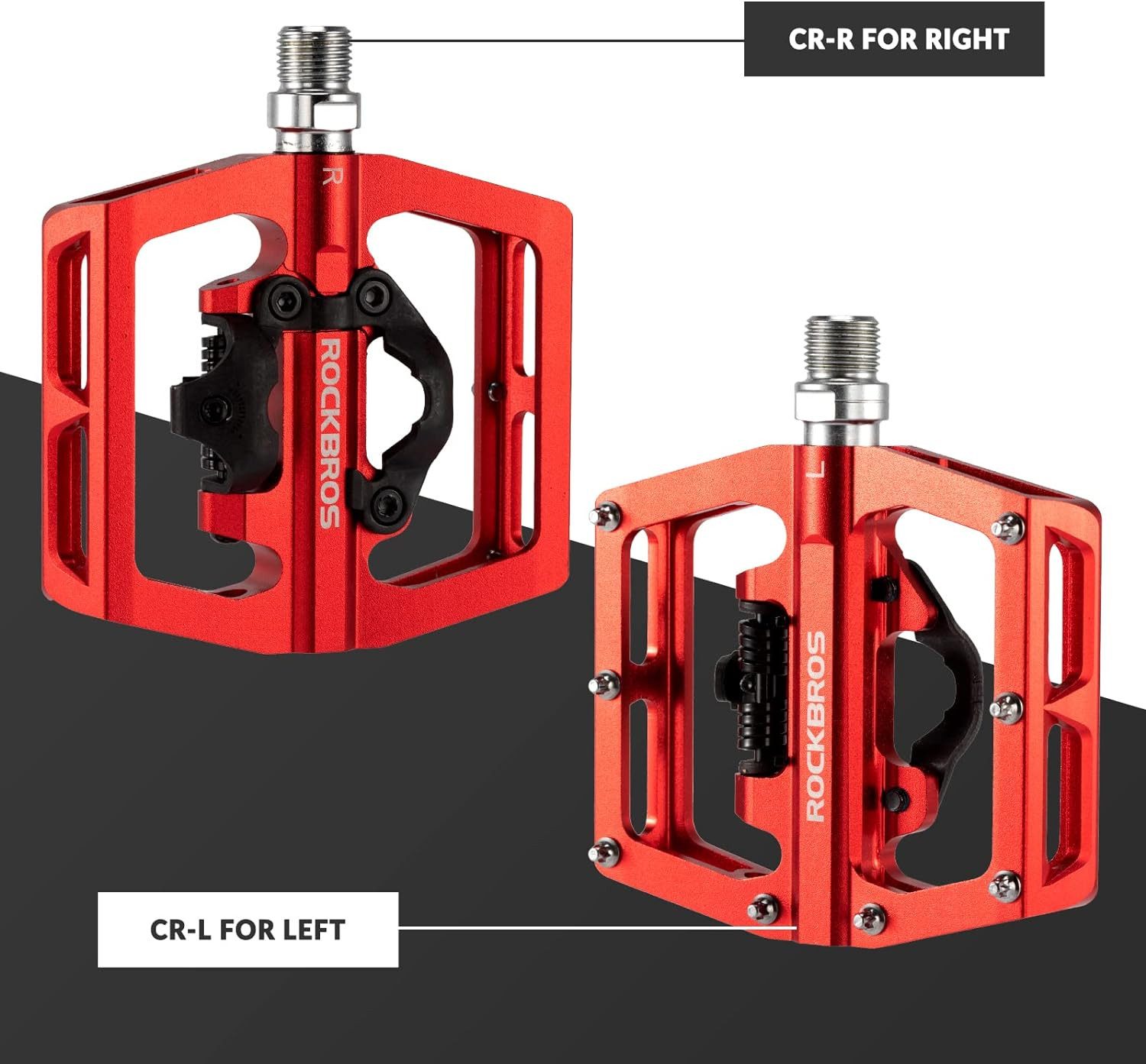 ROCKBROS Fahrradpedale Fahrradpedale Aluminium Rutschfest 2 in 1 SPD Pedale (1-tlg., für MTB Rennrad Stadtrad Schwarz)