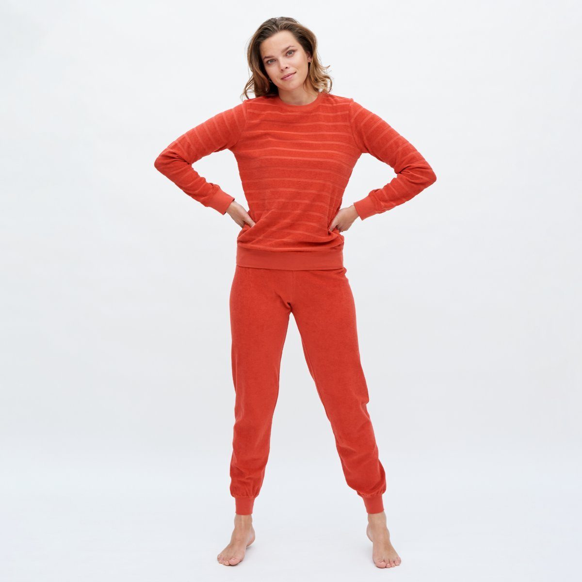 Brick Schlafanzug LIVING BONNIE CRAFTS warmer Frottee-Stoff Kuschelig Burnt