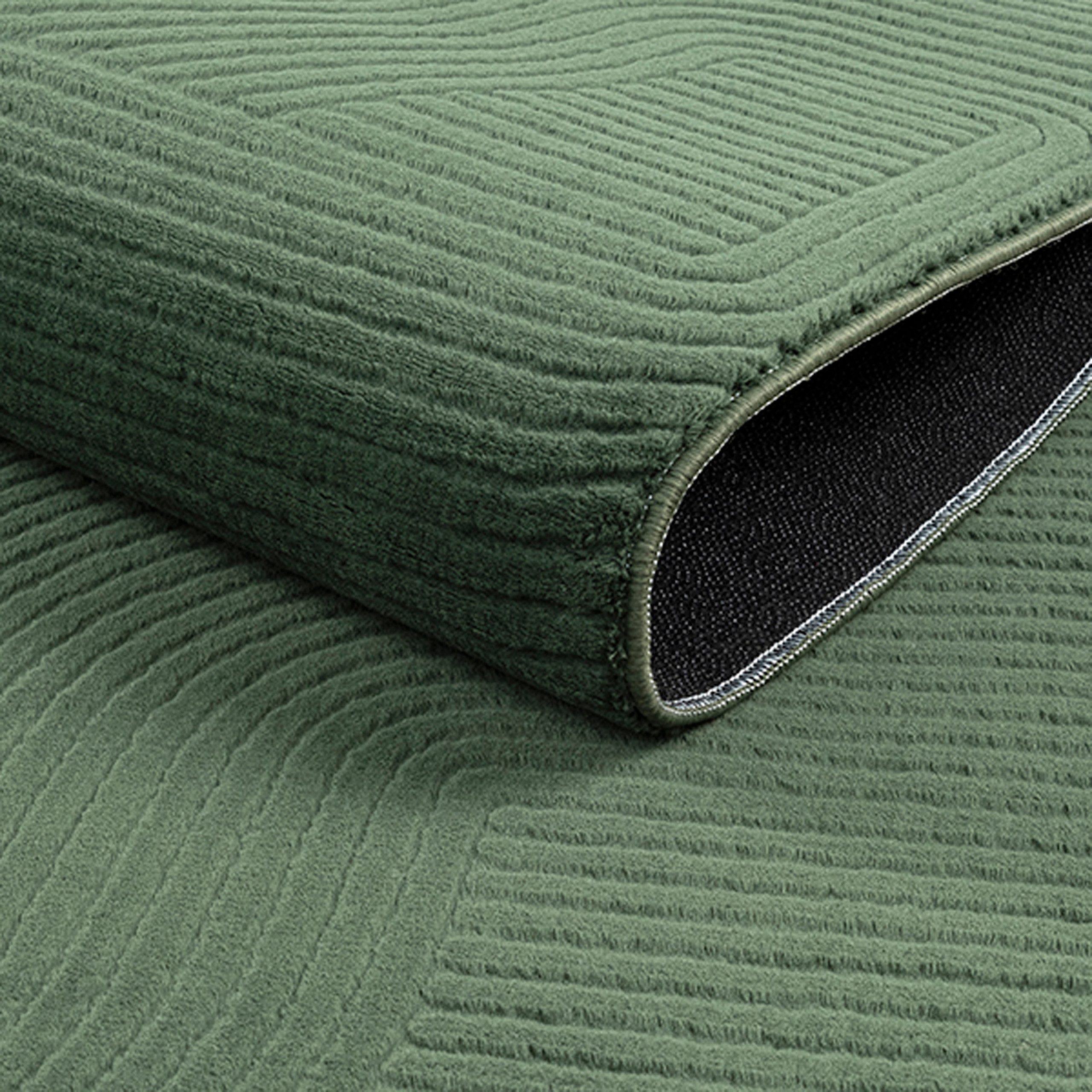 Carpetia Teppich Flacher Wohnzimmerteppich geometrisches Bogenmuster in grü günstig online kaufen