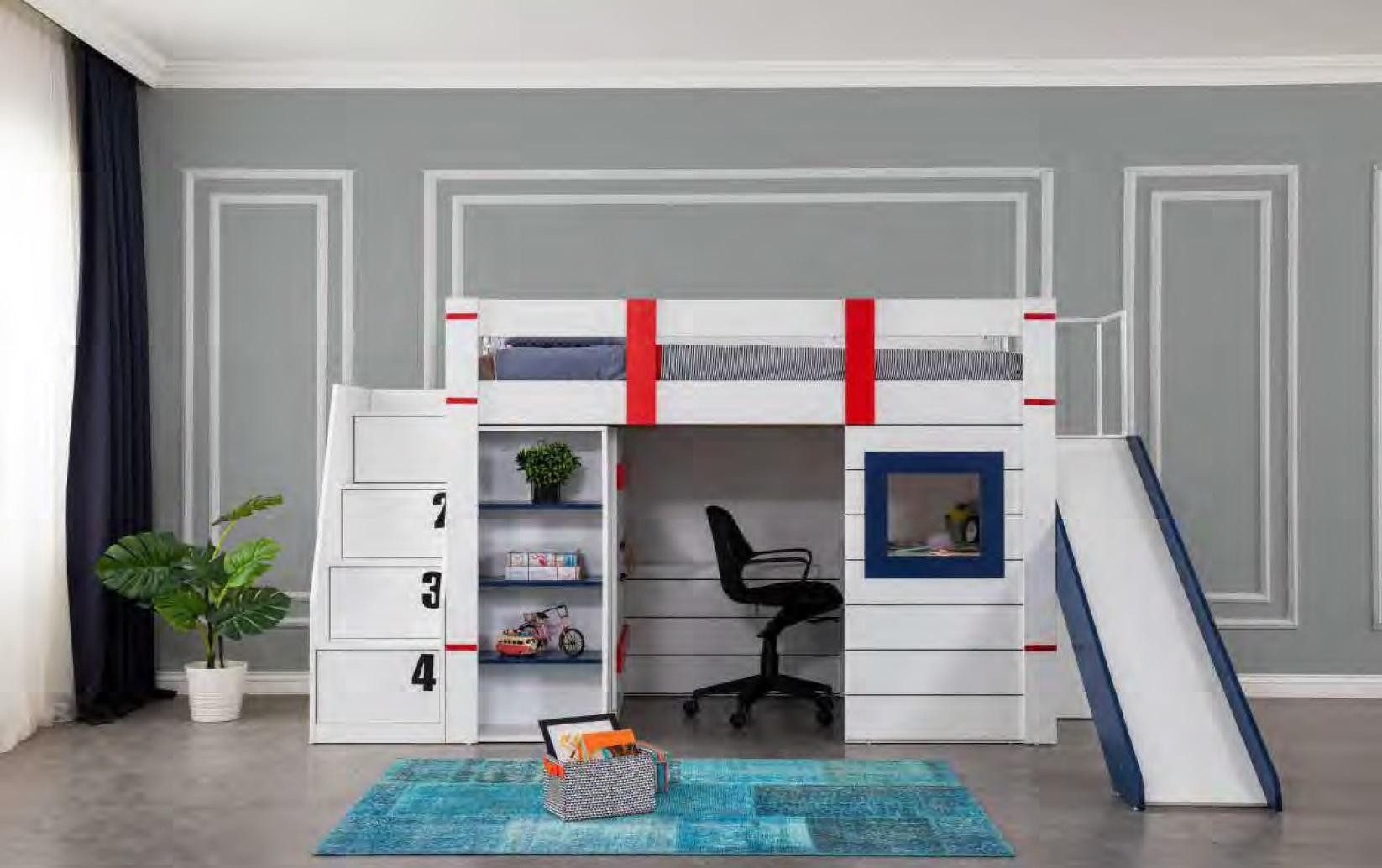 Xlmoebel Etagenbett Hochbett mit Doppelstockbett für Kinderzimmer Möbel (Etagenbett), Hergestellt in Europa
