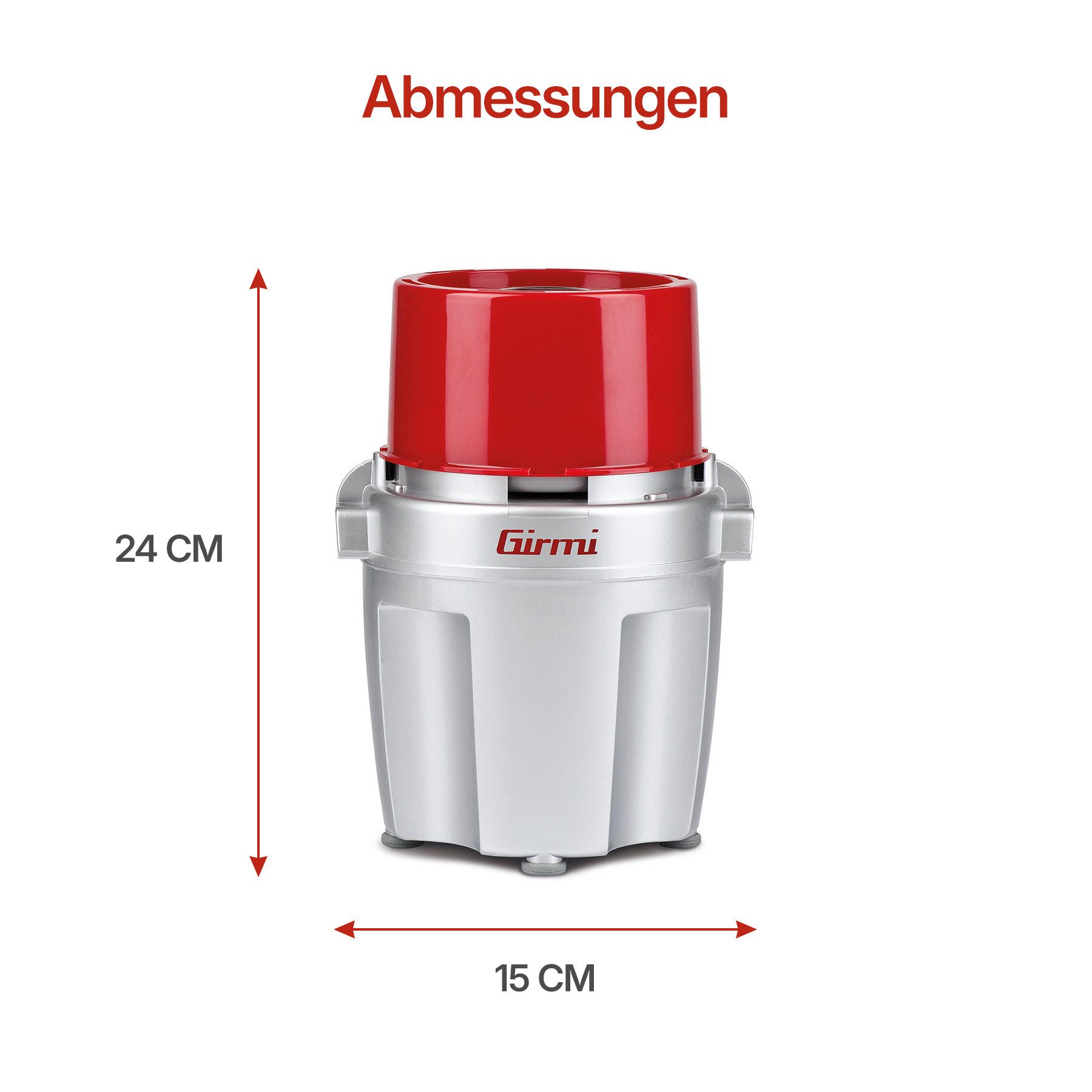 Girmi Zerkleinerer TR20 Gemüseschneider Chopper, 600 W, Titan-Klingen, Druckstart, 250 ml Behälter