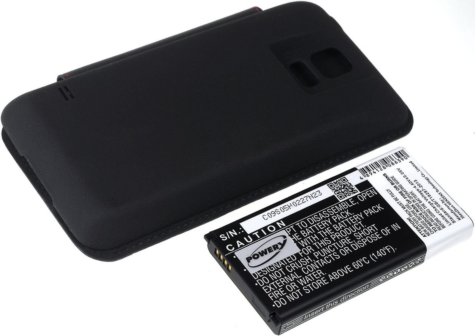 Powery Akku für Samsung Galaxy S5 LTE mit Flip Cover Smartphone-Akku 5600 mAh (3.85 V)