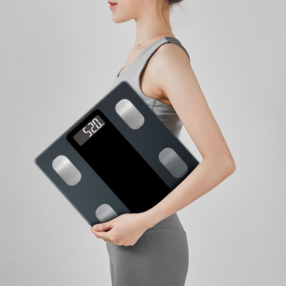 HUGERSTONE Körper-Analyse-Waage Körperfettwaage Digitale Bluetooth, Diagnosewaage mit App Steuerung, 1-tlg., Digitale Waagen, Personenwaage mit BMI, Körperalter, Wasser Muskelanteil, bis zu 180 kg