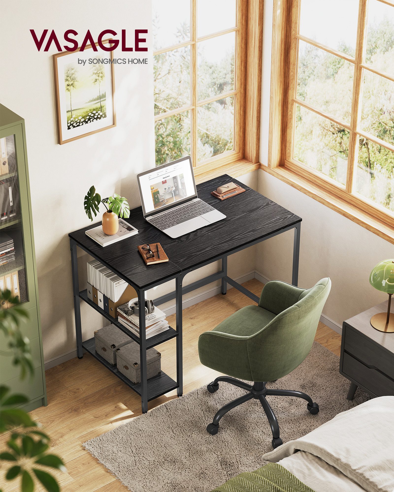 VASAGLE Schreibtisch Computertisch, Tisch, Bürotisch, 100/120/140cm, mit 2 günstig online kaufen