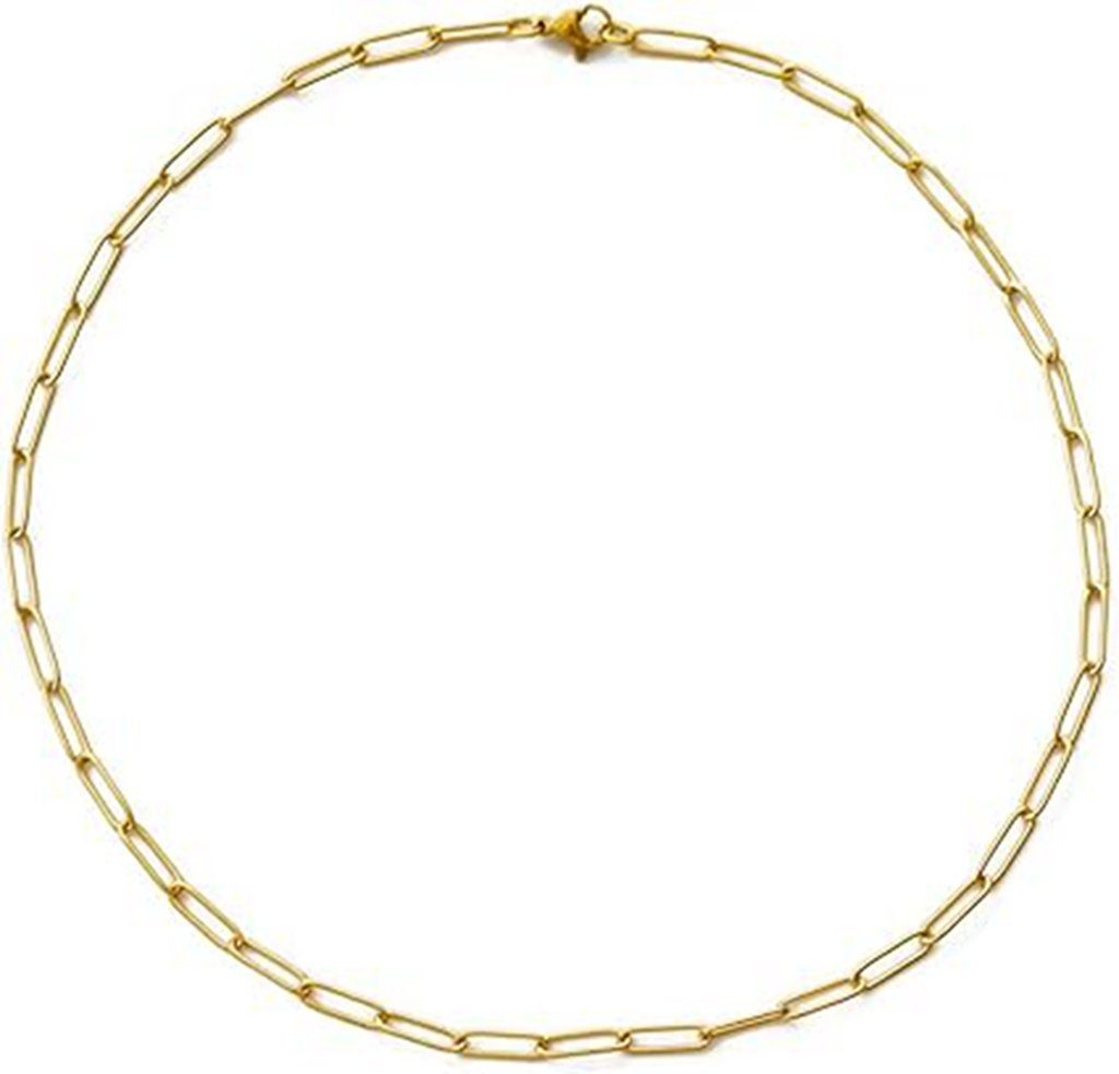 WaKuKa Gliederkette Kreuzkette aus Titanstahl, vergoldete Halskette für Männer und Frauen