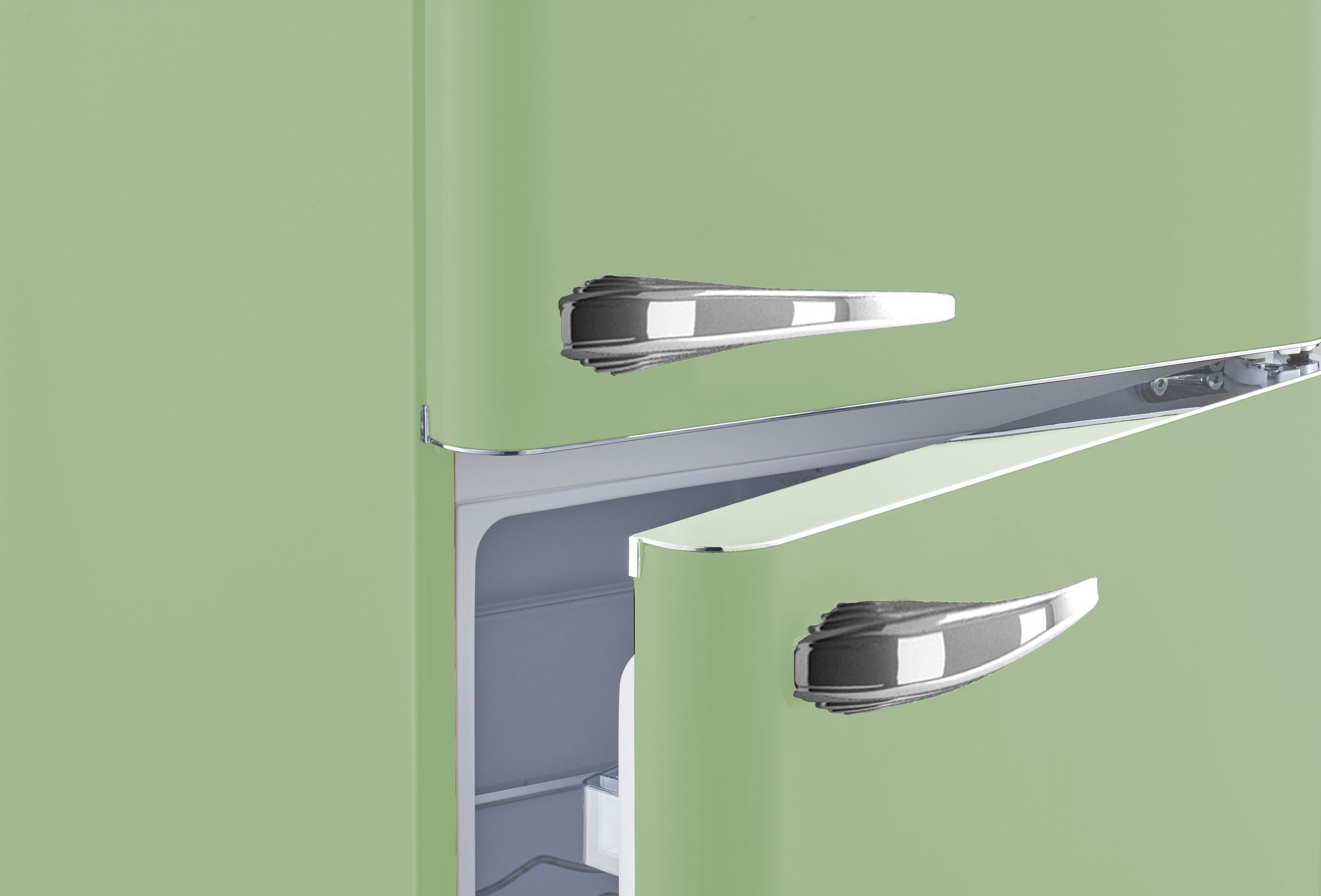 SCHOEPF Kühl-/Gefrierkombination RKG218SG, 145.60 cm hoch, 54.50 cm breit, LED-Beleuchtung, Retro-Design, 211 Liter Nutzinhalt