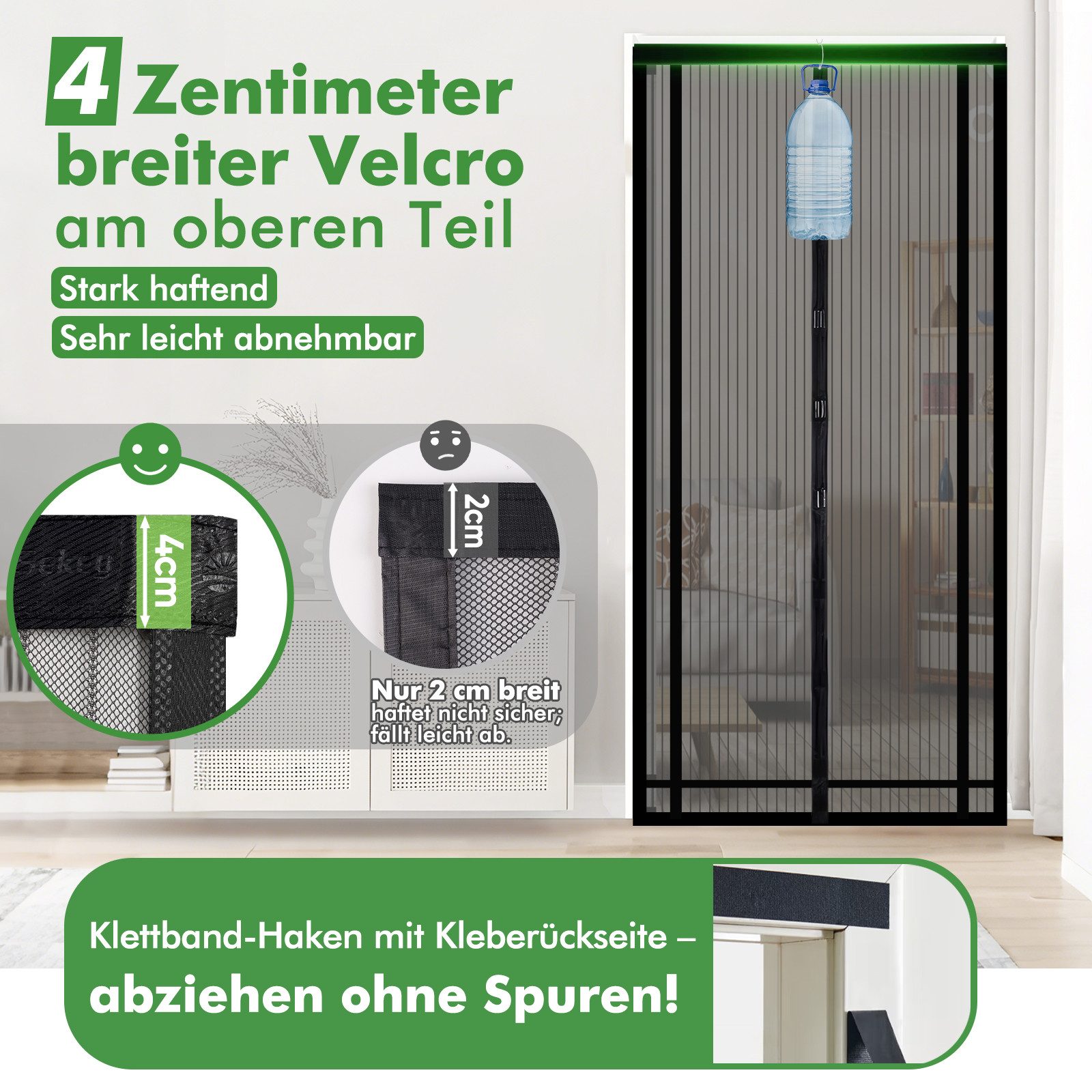 Sekey Insektenschutz-Tür Magnetisches Insektenschutznetz für Türen, zuschneidbar, einfache Montage ohne Bohren, für Balkon & Terrasse