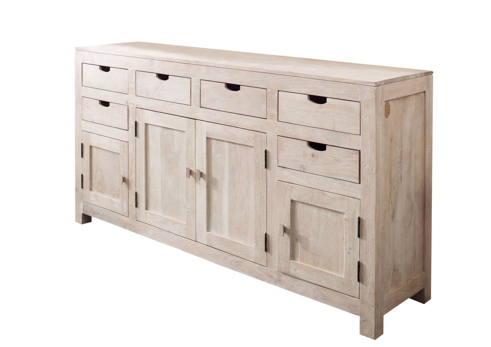 Massivmoebel24 Sideboard (Sideboard Akazie 180x45x95 white stone getüncht NATURE WHITE #84), Sideboard Akazie 180x45x95 white stone getüncht NATURE WHITE #84