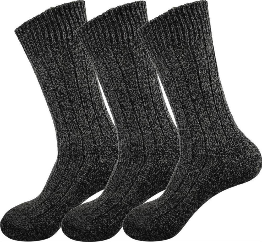 EloModa Thermosocken 3 Paar Wintersocken mit Schafwoll-socken Strick, 39-42 43-46 (3-Paar)
