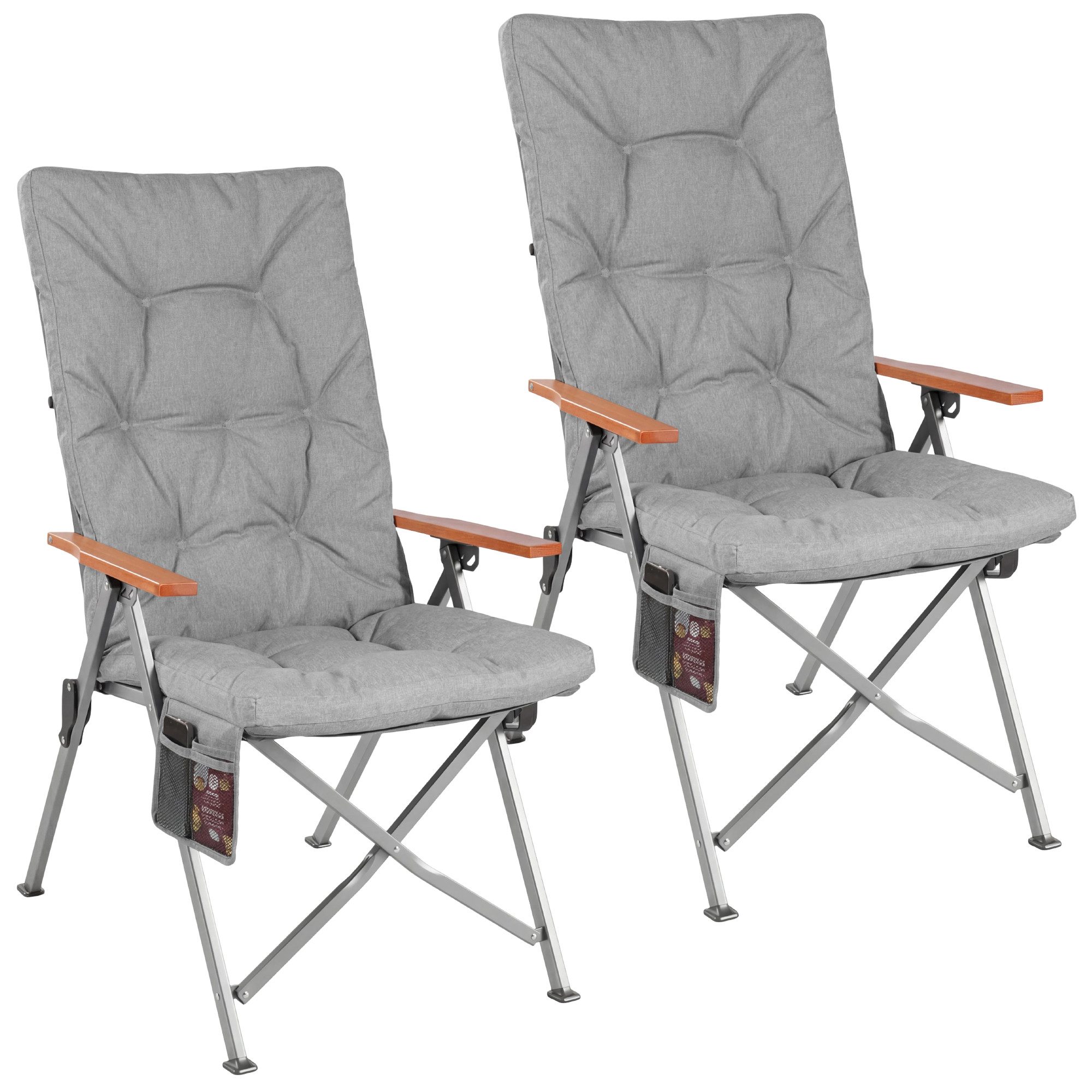 HOMECALL Campingstuhl Faltbar Hochlehner Luxus Klappstuhl mit 4,5cm Dicke Gepolstert (150kg Belastbar mit 4 Positionen Verstellbar Angelstuhl, 2 St), für Garten Balkon Wohnmobil
