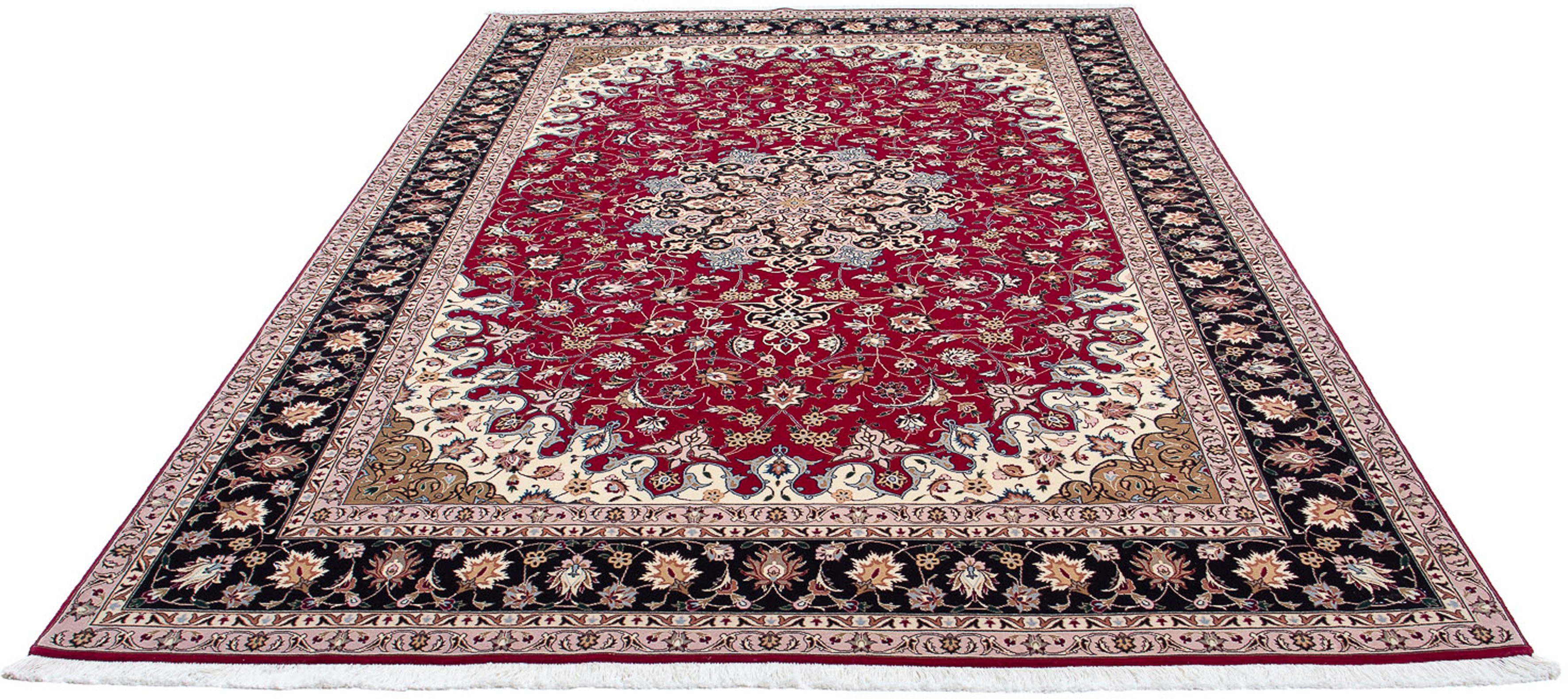 Orientteppich Perser - Täbriz - Royal - 316 x 203 cm - dunkelrot, morgenland, rechteckig, Höhe: 7 mm, Wohnzimmer, Handgeknüpft, Einzelstück mit Zertifikat | Kurzflor-Teppiche