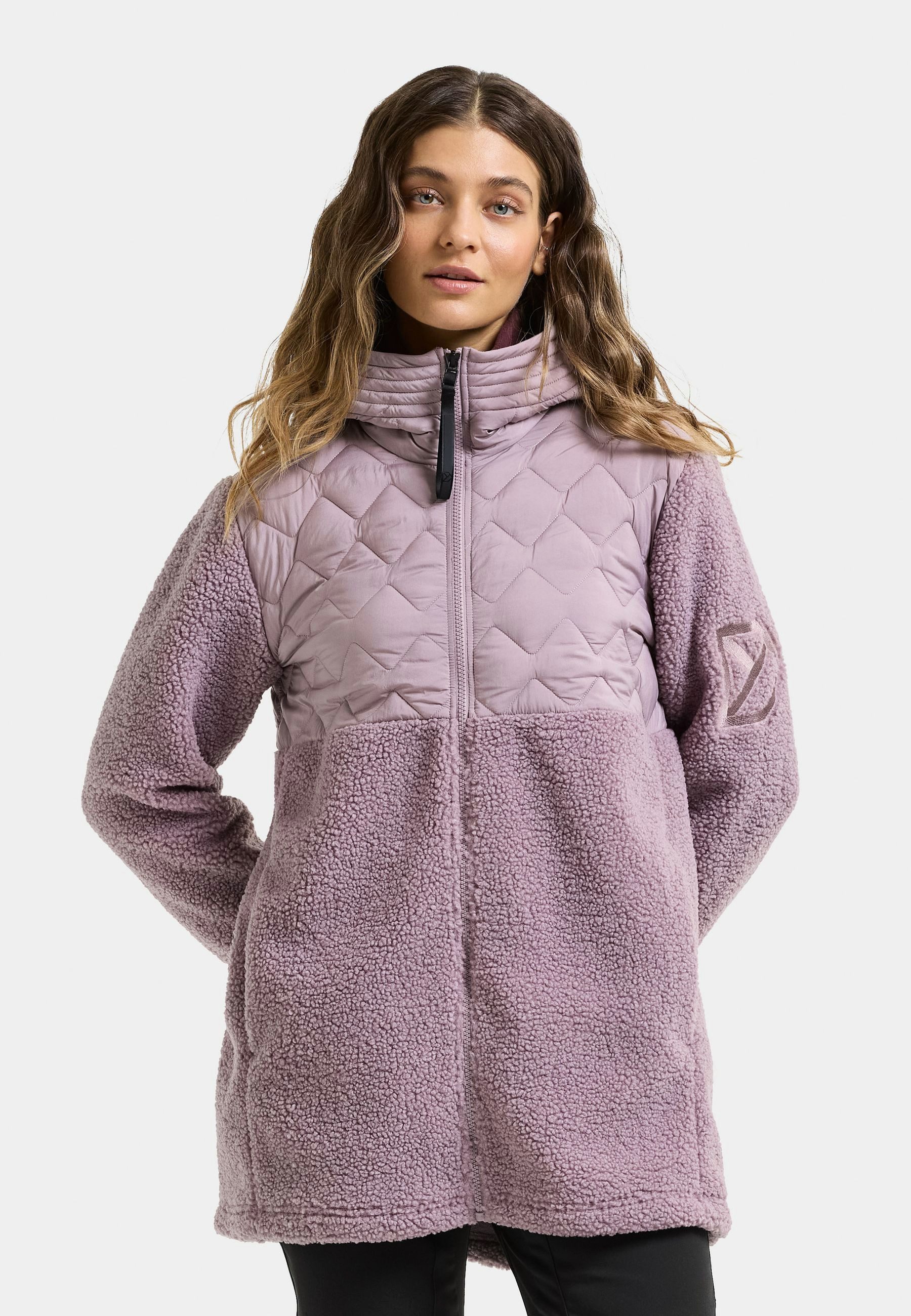 Didriksons Fleecejacke Damen Pile Teddy Hybrid BIBI mit Kapuze mit Taschen