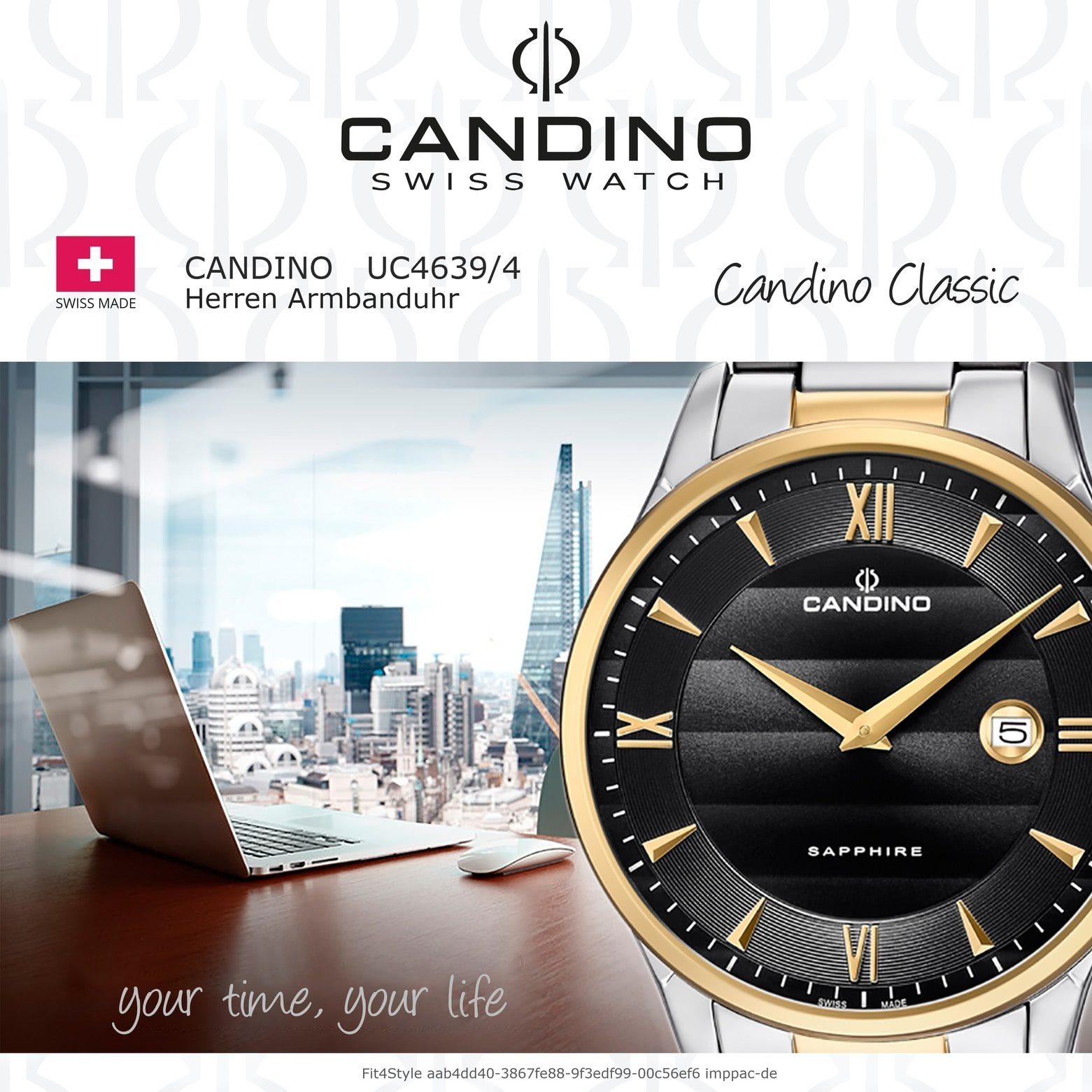 rund, Analog Elegant Candino Edelstahlarmband Armbanduhr silber, Herren C4639/4, gold, Candino Uhr Herren Quarzuhr