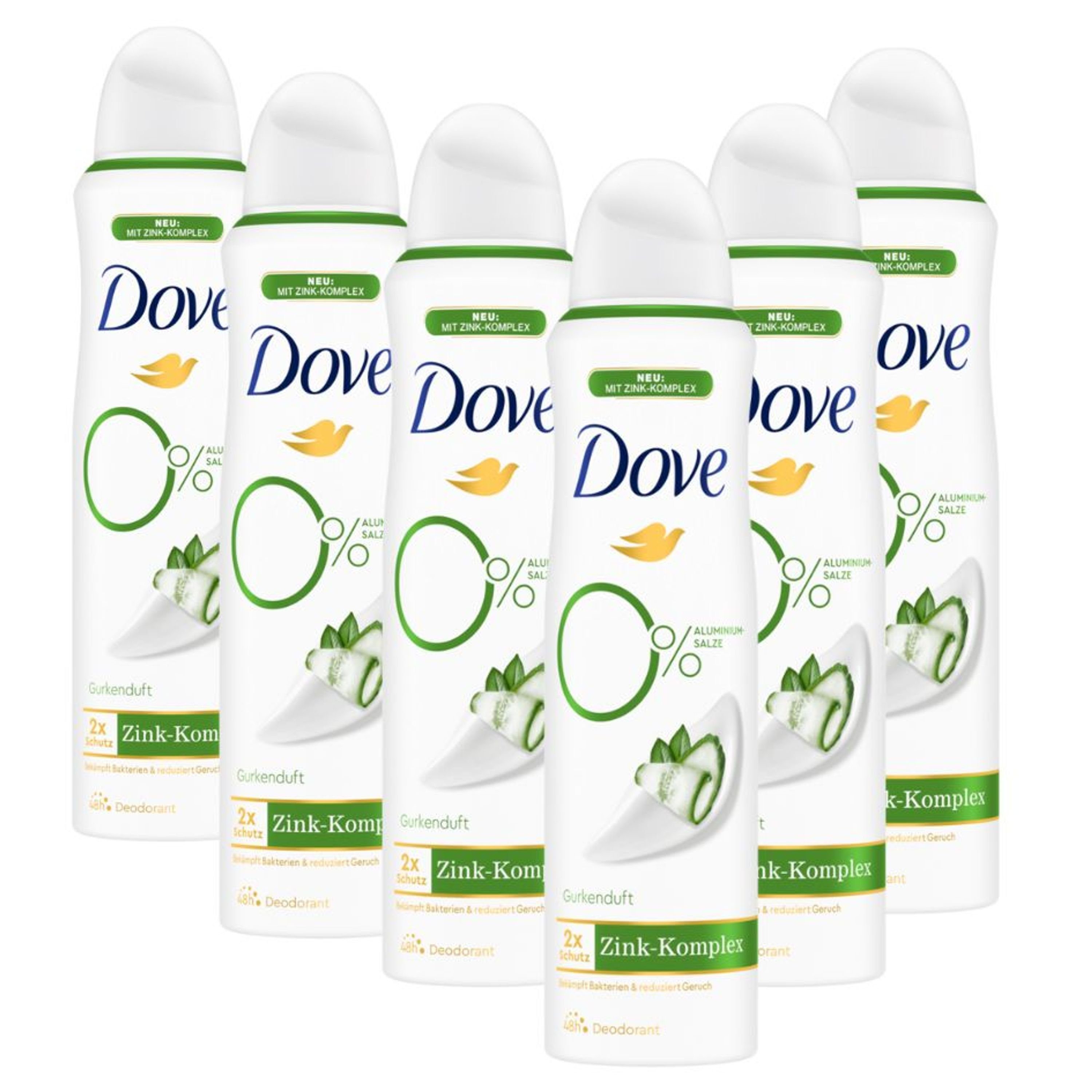 DOVE Deo-Set Deodorant Spray Gurkenduft Deo mit pflegendem Zink-Komplex 6x 150ml | Deos