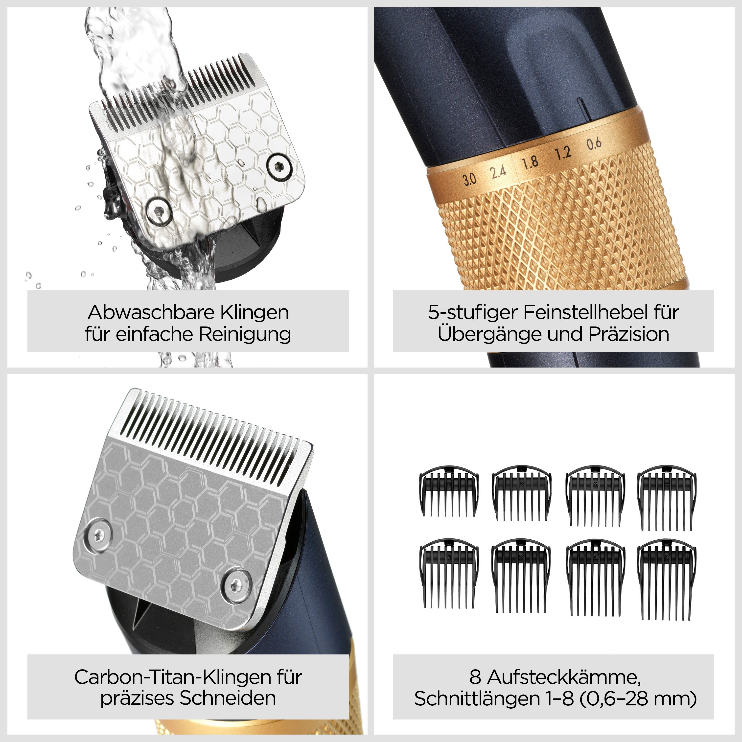 BaByliss Haarschneider Lithium Power Haarschneider E986E mit Karbon-Titanium-Klingen, Lithium-Ionen-Akku für lange Laufzeit, 45 Schnittlängen