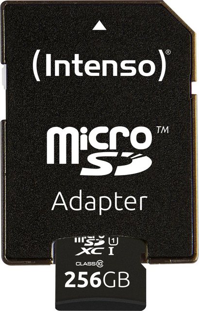 Intenso »microSDHC UHS-I Premium + SD-Adapter« Speicherkarte (256 GB, 45 MB/s Lesegeschwindigkeit)