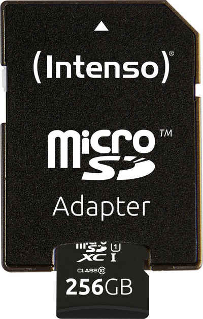 Intenso microSDHC UHS-I Premium + SD-Adapter Speicherkarte (256 GB, 45 MB/s Lesegeschwindigkeit)