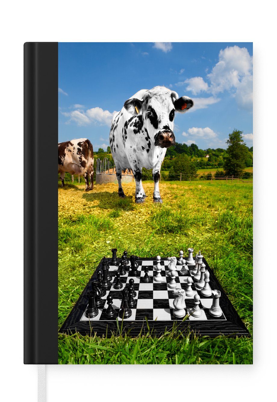 MuchoWow Notizbuch Eine Partie Schach auf der Wiese, Journal, Merkzettel, Tagebuch, Notizheft, A5, 98 Seiten, Haushaltsbuch