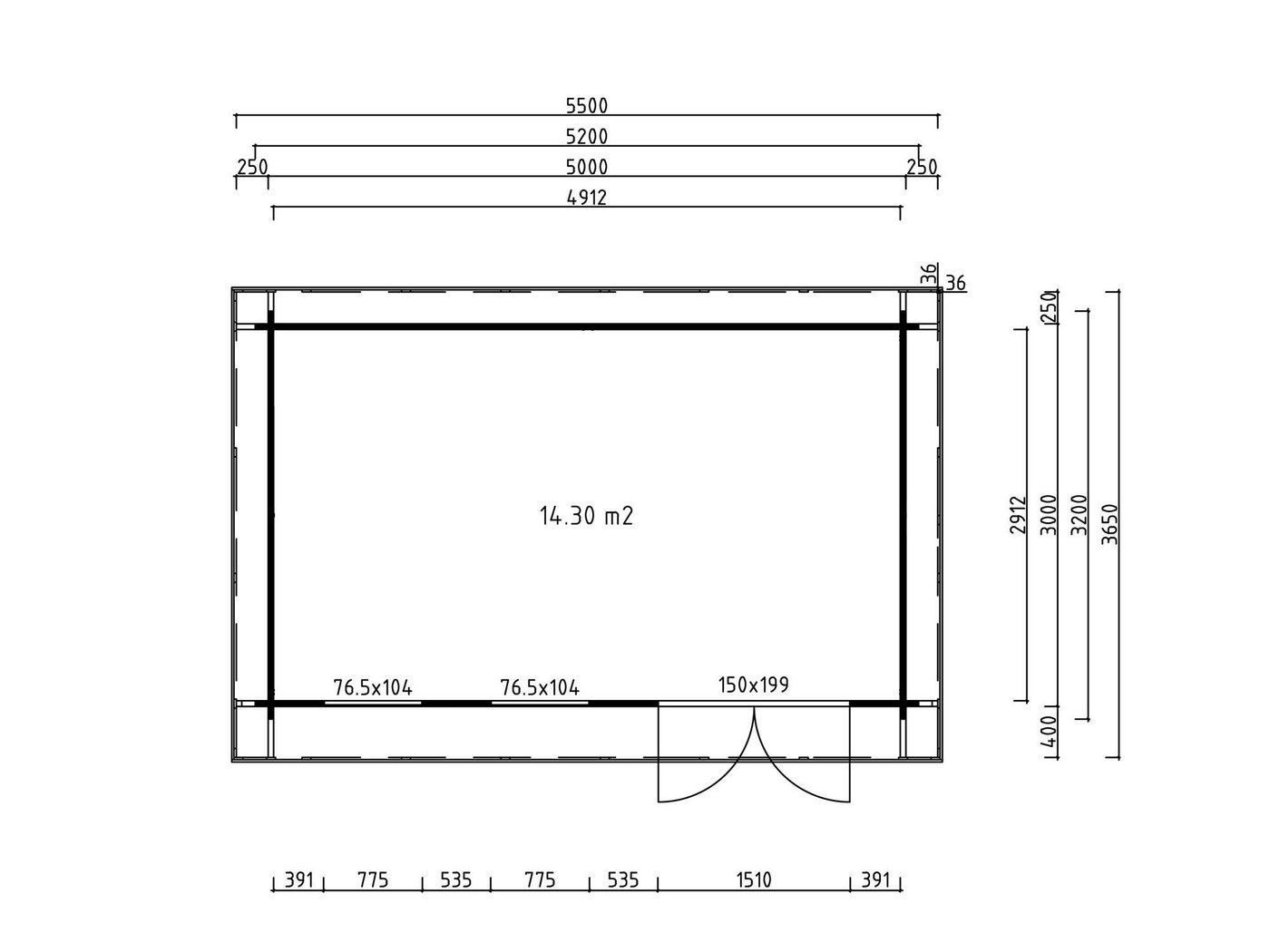 Thumbnail - Fjordholz Gartenhaus Miriam 44 B Classic, BxT: 1200x4800 cm