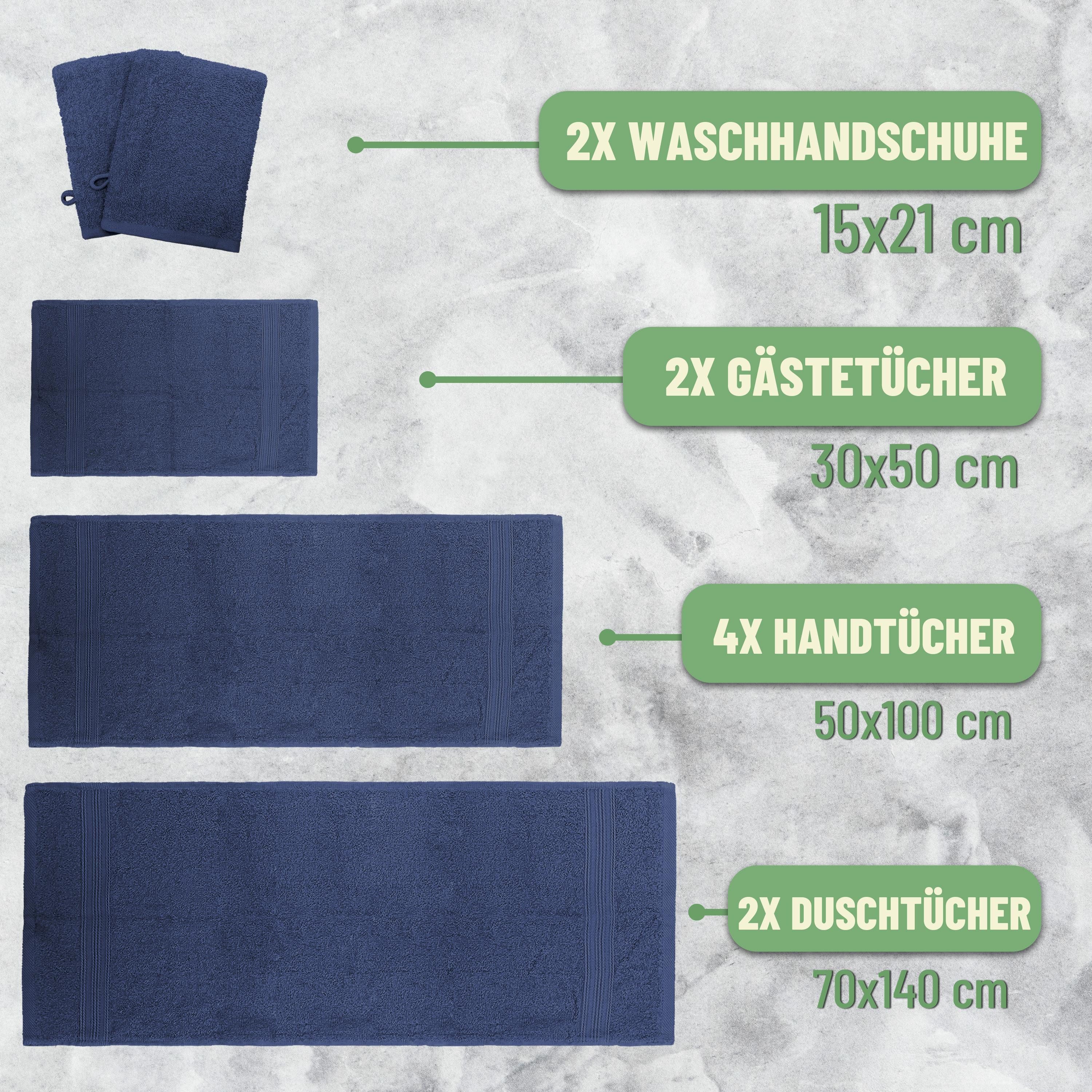 NatureMark Handtuch Set 10 tlg. Frottier Handtuch-Set, 100% Baumwolle (10-St), 4X Handtücher, 2X Duschtücher, 2X Gästetücher, 2X Waschhandschuhe