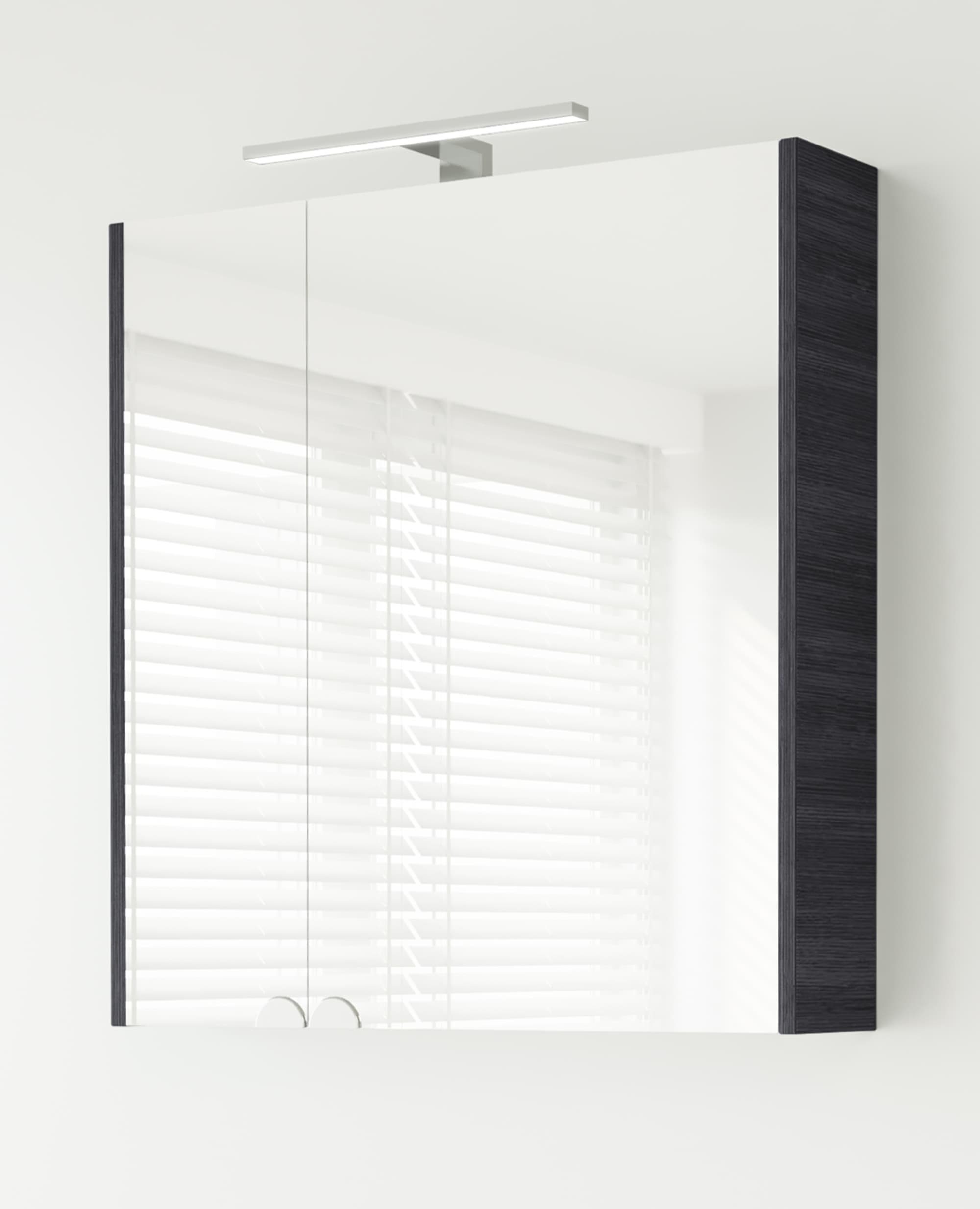 Badezimmerspiegelschrank 64cm LED anthrazit mit Planetmöbel Spiegelschrank