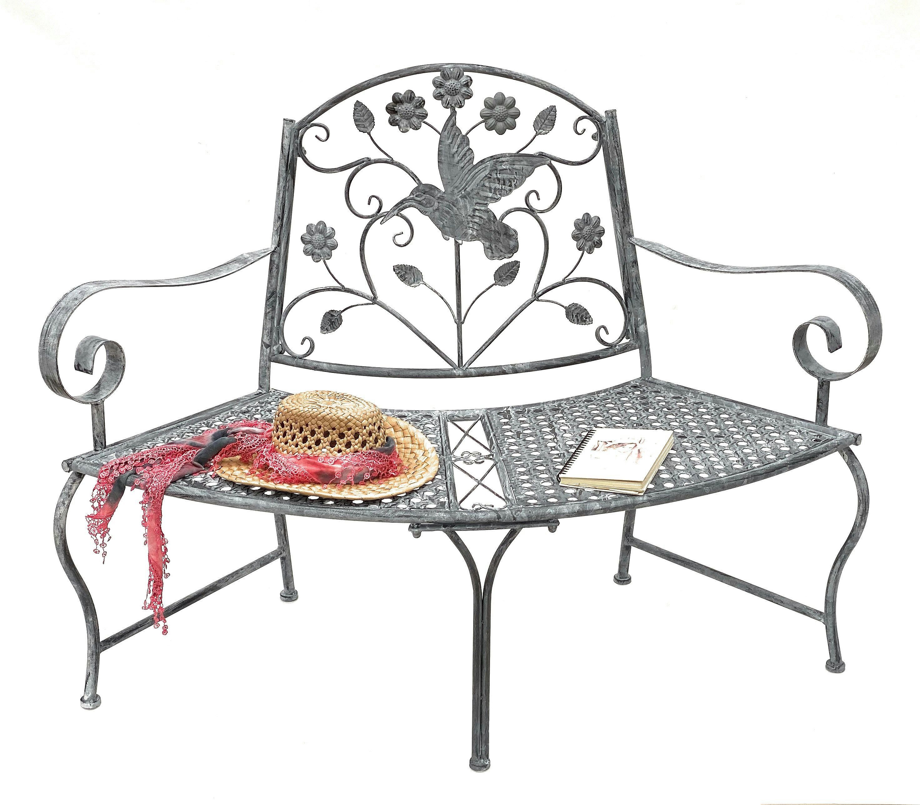 DanDiBo Baumbank Sitzbank Halbrund Metall Wetterfest Grau 130 cm 96013 Garten