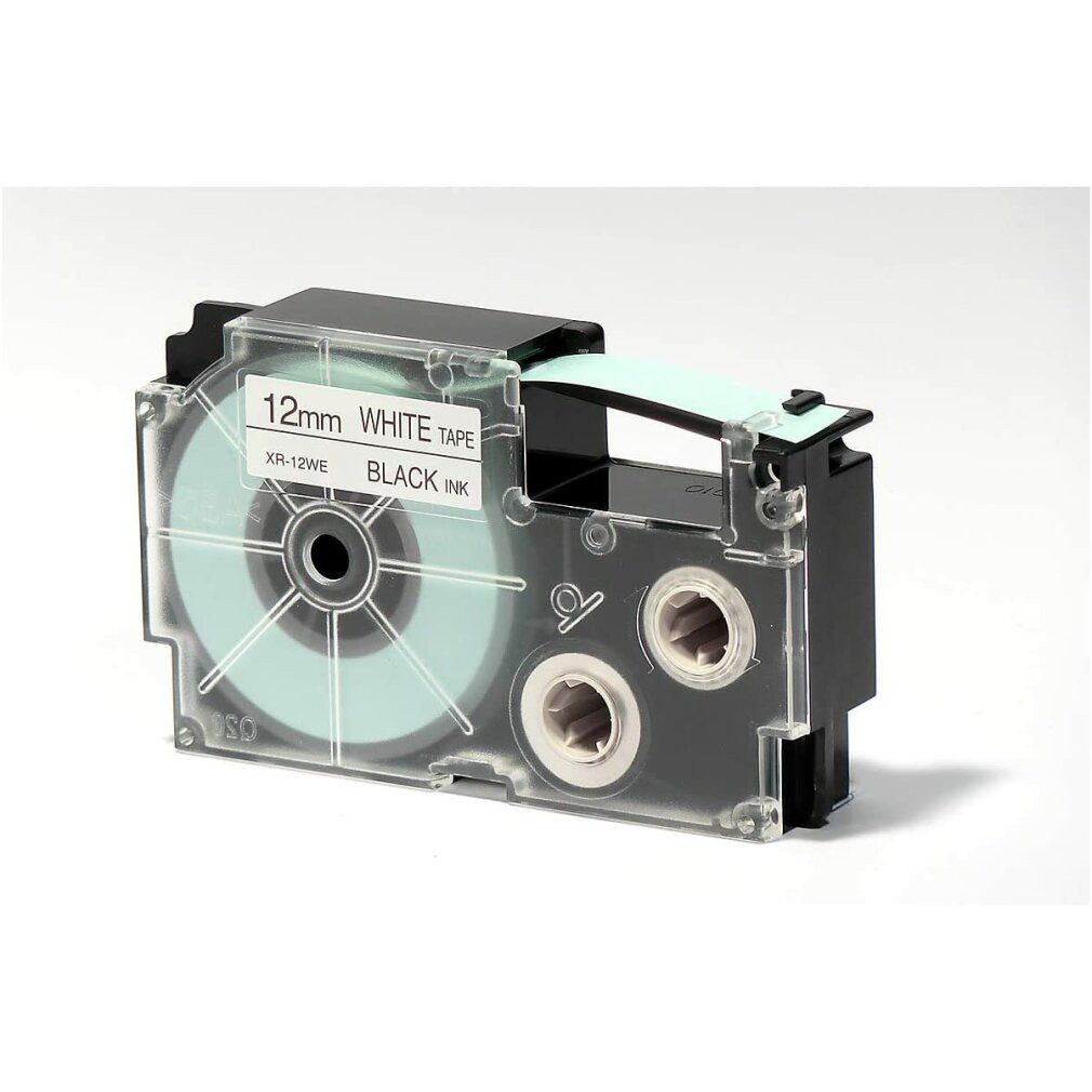 CASIO Druckerband Beschriftungsband 12mm 8m schwarz weiss XR12WE1