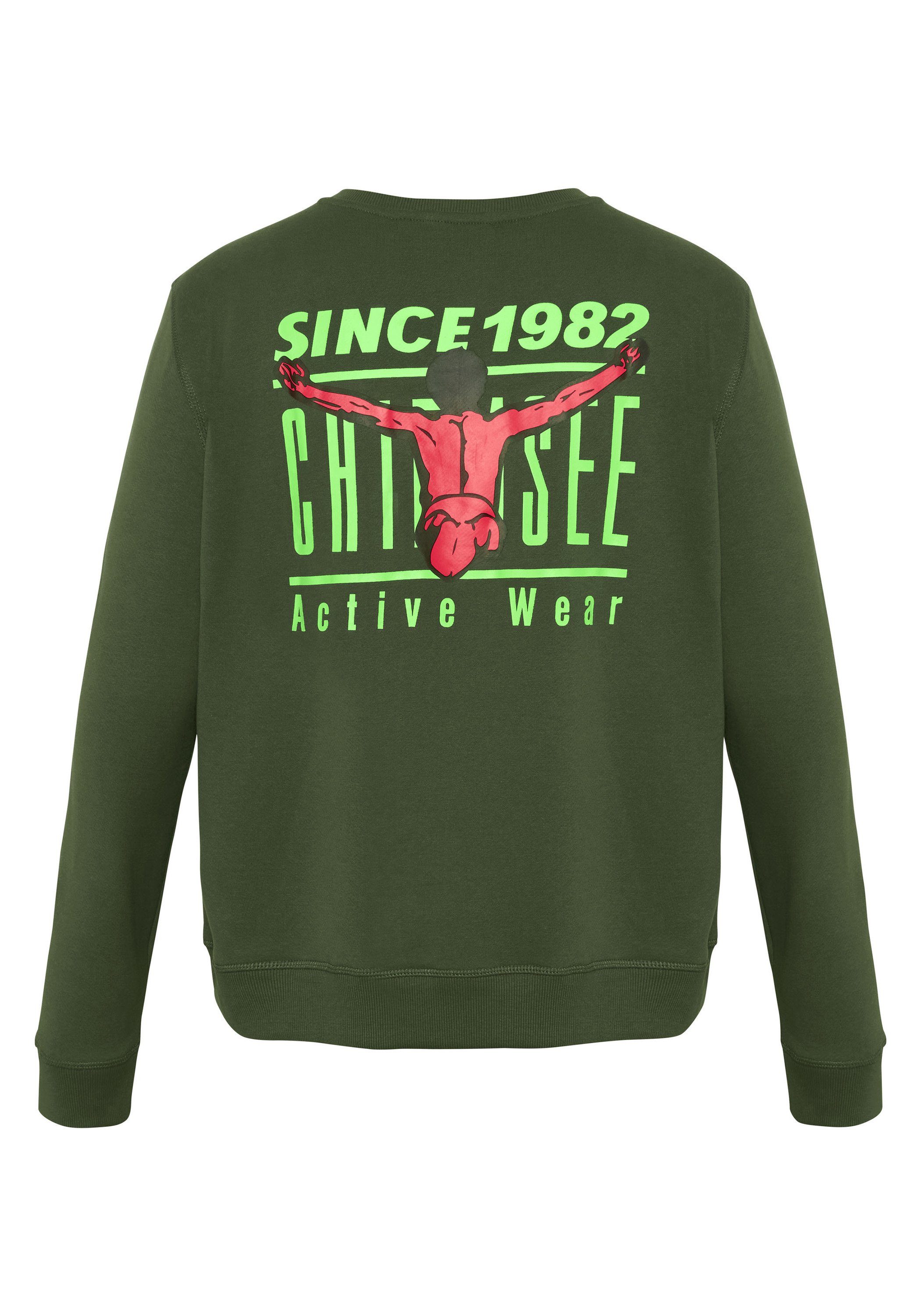Chiemsee Sweatshirt Sweatshirt im coolen Green 1 19-0417 Kombu Retro-Design