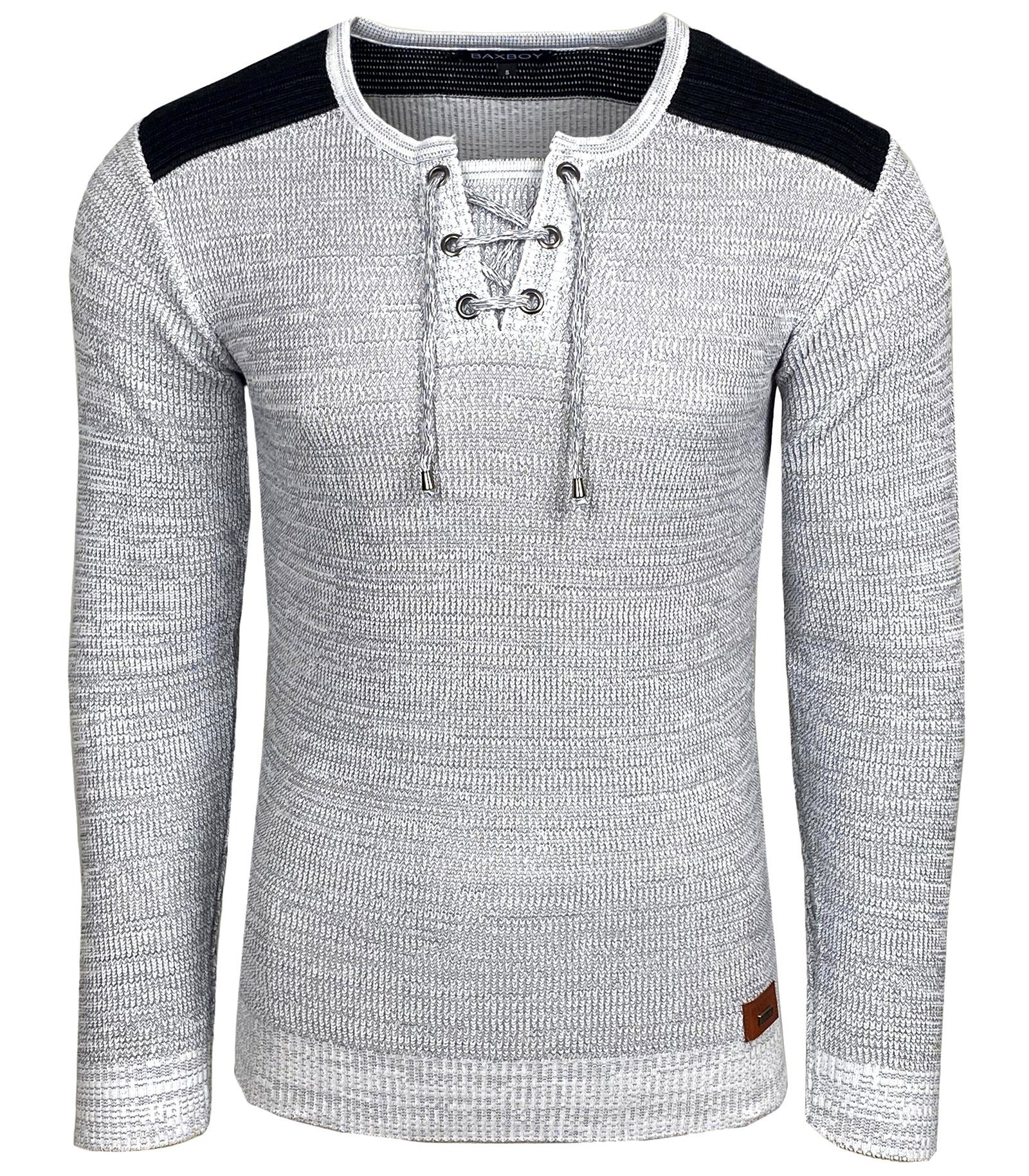 Strickpullover Baxboy Herren Pullover V-Neck Strick-Pullover Moderner Männer 52205