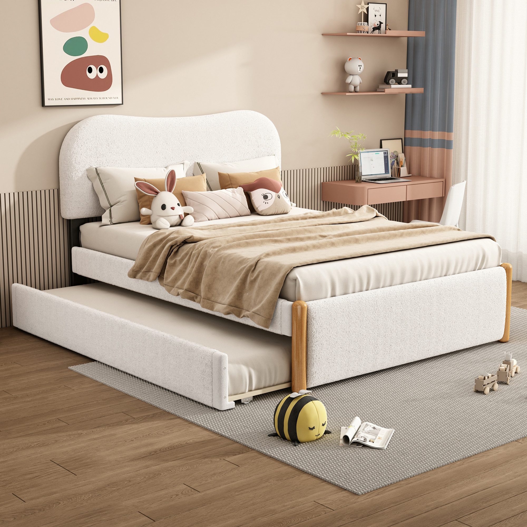 STILVORA Polsterbett 140×200 mit ausziehbett,Kinderbett mit Lattenrost,ohne günstig online kaufen