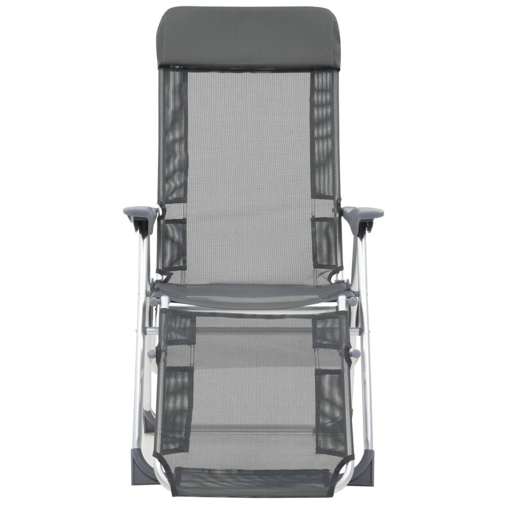 vidaXL Gartenlounge-Sessel 110 kg Klappbare Liegestühle mit Fußteil 2 Stk Grau Textilene