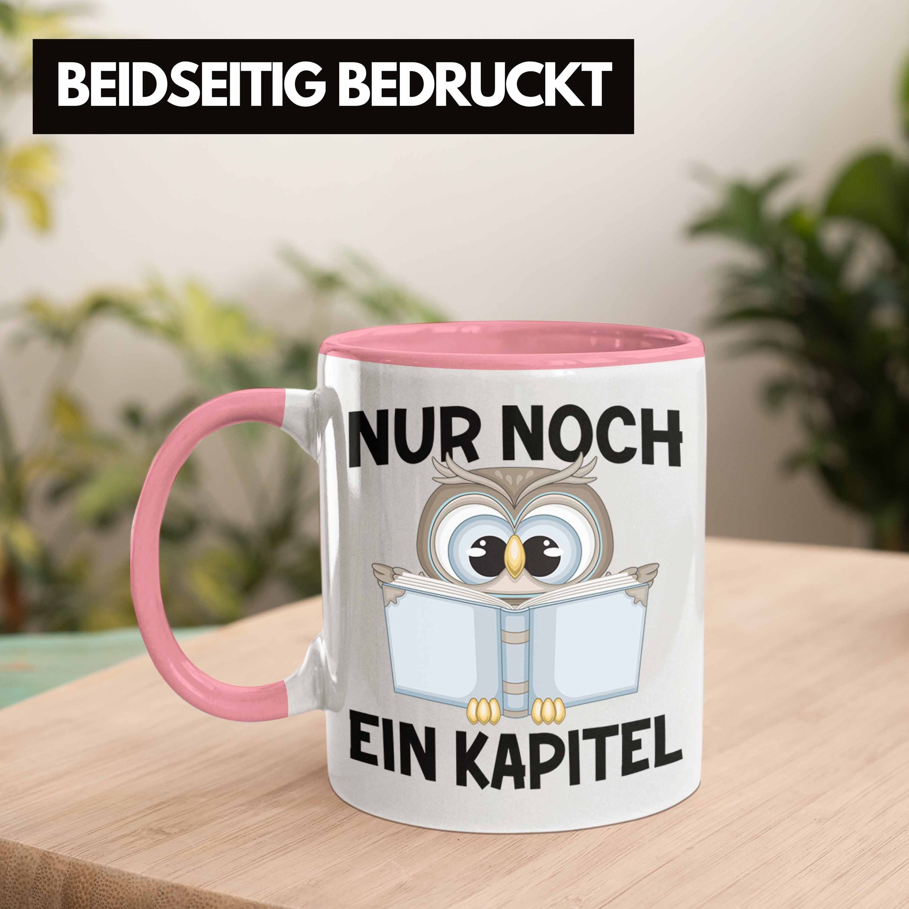 Lesen Nur mit Bücherwurm Ein Trendation Leser Leseratte Noch Geschenkidee Kapitel Spruch - Tasse Kaffeetasse Tasse Buch Rosa Trendation