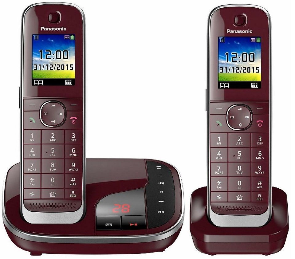 Panasonic KX-TGJ322 Schnurloses DECT-Telefon (Mobilteile: 2, mit  Anrufbeantworter, Weckfunktion, Freisprechen), 40 Klingeltöne/Melodien  (polyphone)
