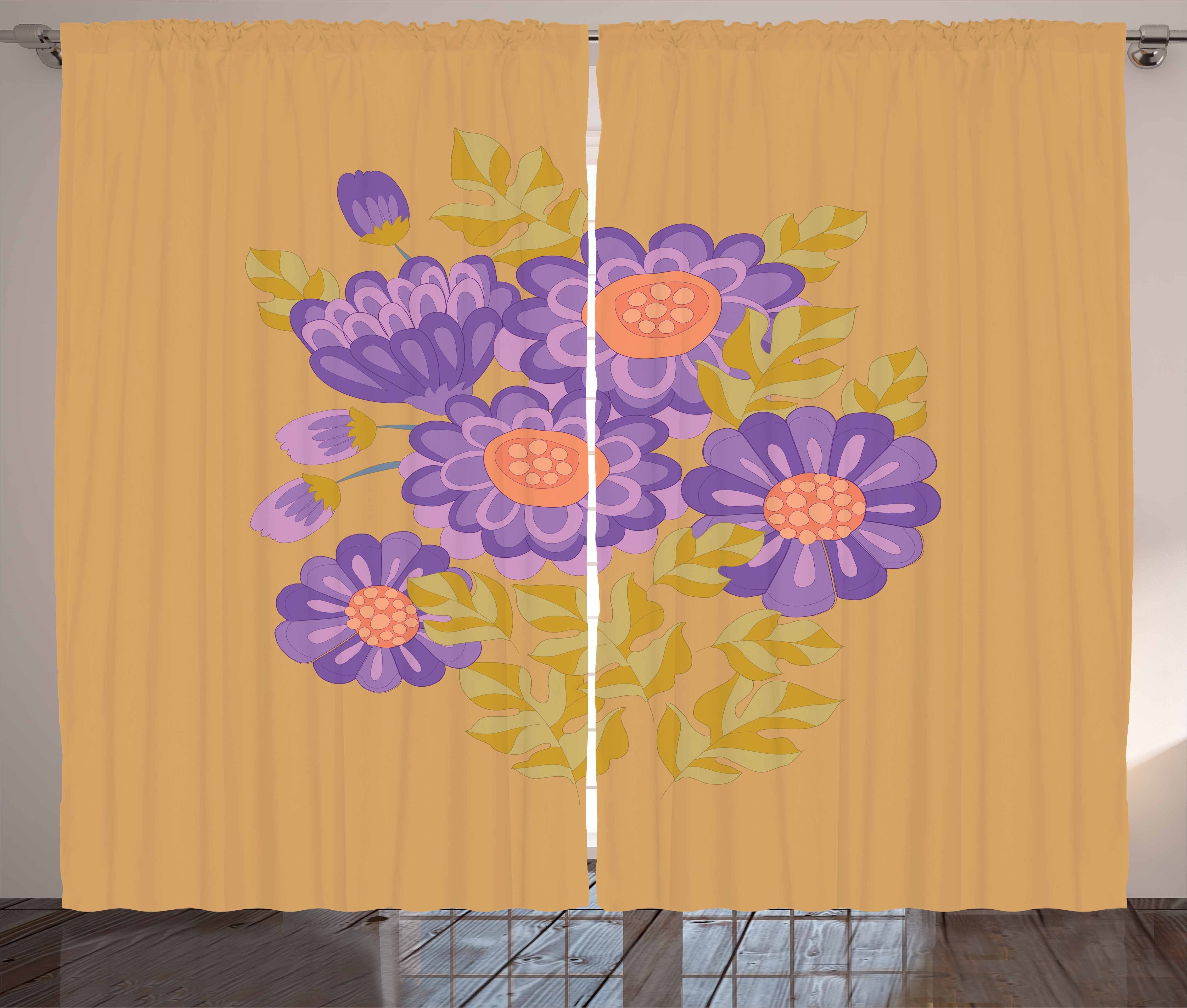 Gardine Schlafzimmer Kräuselband Vorhang mit Schlaufen und Haken, Abakuhaus, Aster Blumenstrauß der Fall Blossom