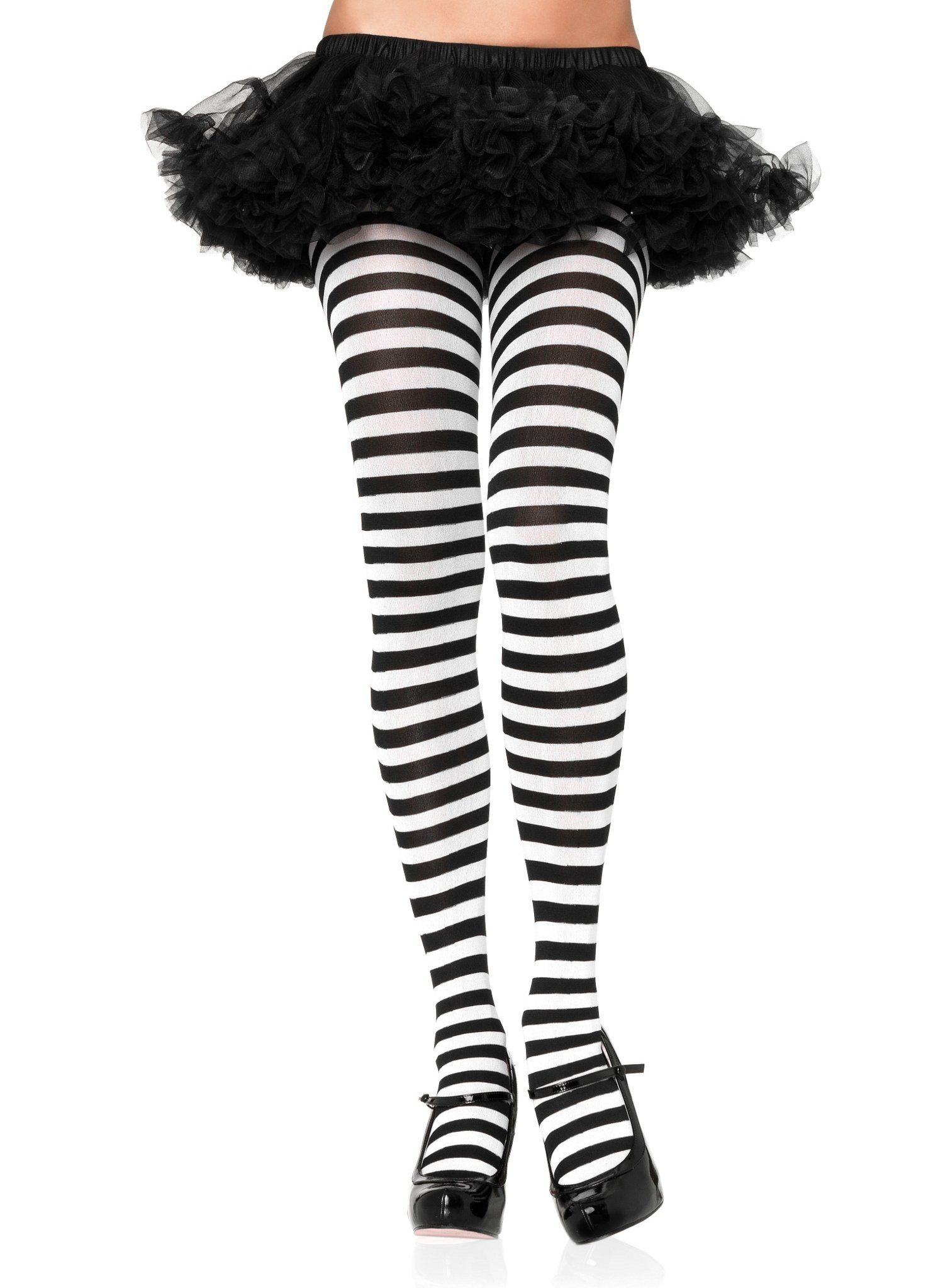 Leg Avenue Feinstrumpfhose Ringelstrumpfhose schwarz-weiß Sinnlich verführerisches Accessoire, das Stil und Trend vereint