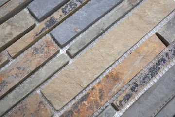 Mosani Mosaikfliesen Schiefer Mosaik Fliese Naturstein rost Brick rustik Küchenfliese