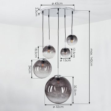 hofstein Hängeleuchte »Arola« runde Hängelampe aus Metall in chrom, ohne Leuchtmittel, mit Schirm Rauchglas, E27