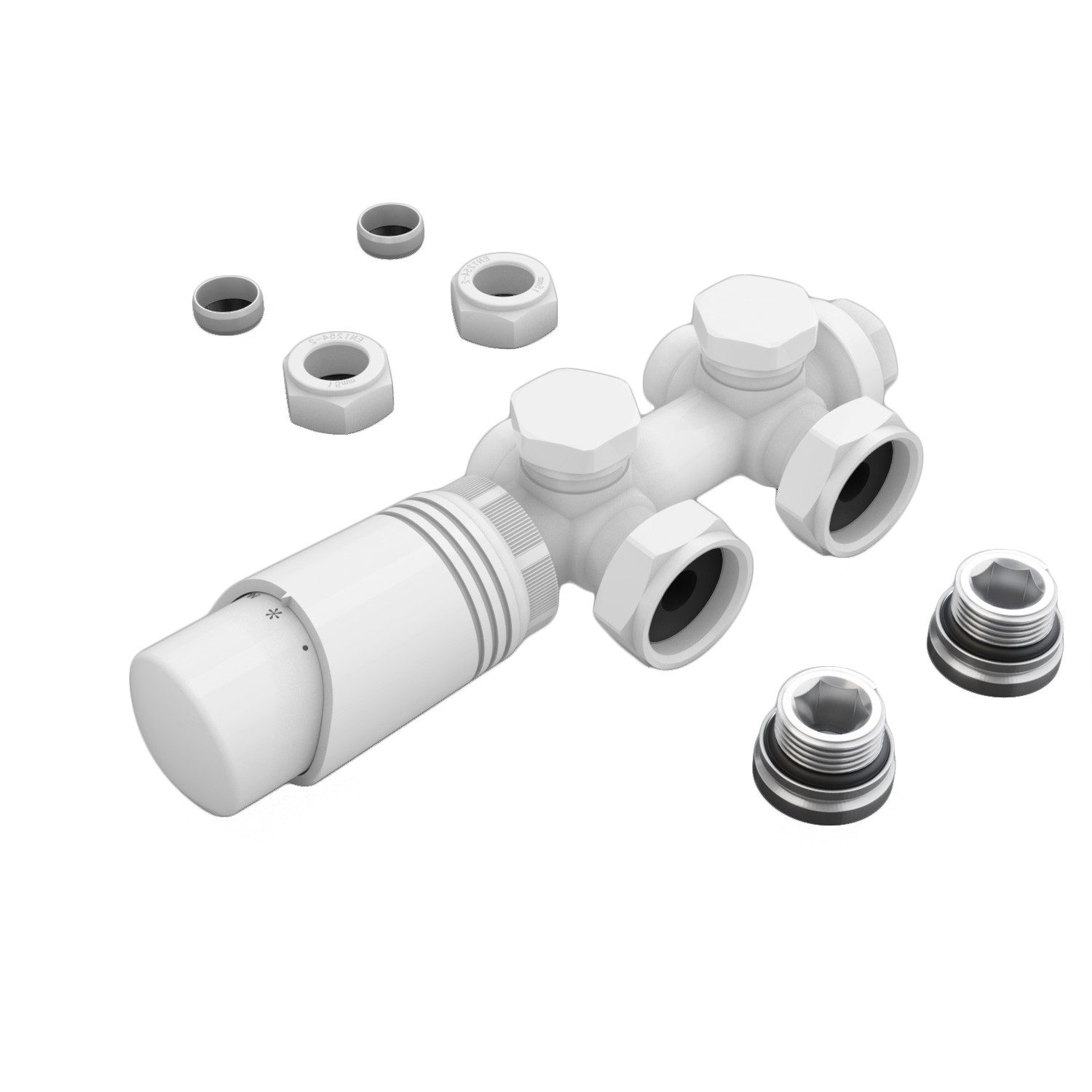 ELEGANT Heizkörperthermostat Multiblock Set für Heizkörper 50mm G 1/2", mit Thermostatkopf, 50mm G 1/2"