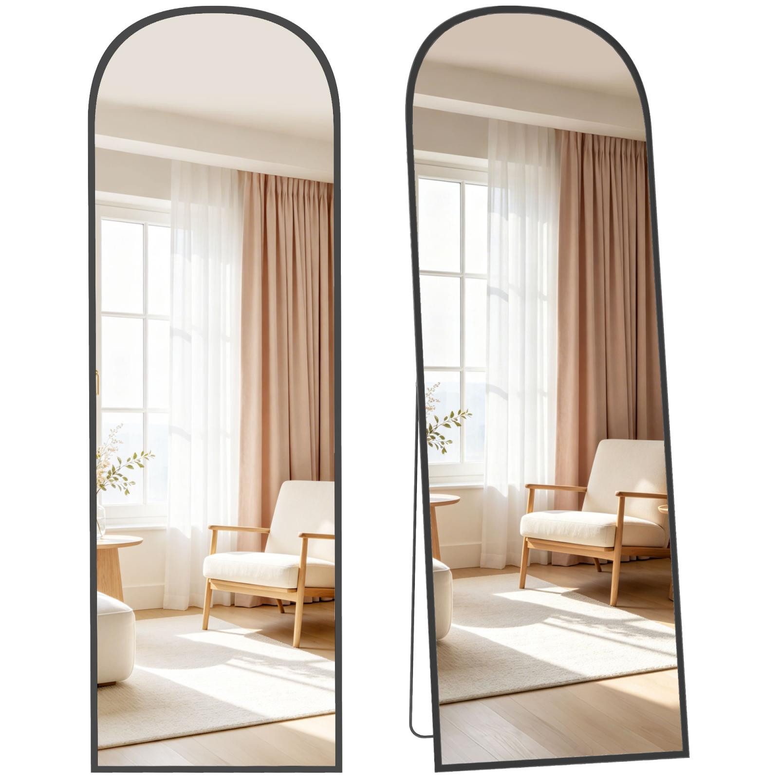 FELIXLEO Ganzkörperspiegel Standspiegel Ganzkörperspiegel modernes Design 50x1,5x170 cm Schwarz (1-St)