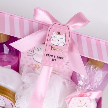 ACCENTRA Pflege-Geschenkset "Princess Kitty" Geschenkset für Kids & Teens im Katzen-Design, 7-tlg., Mit praktischem Koffer im Kätzchen-Design