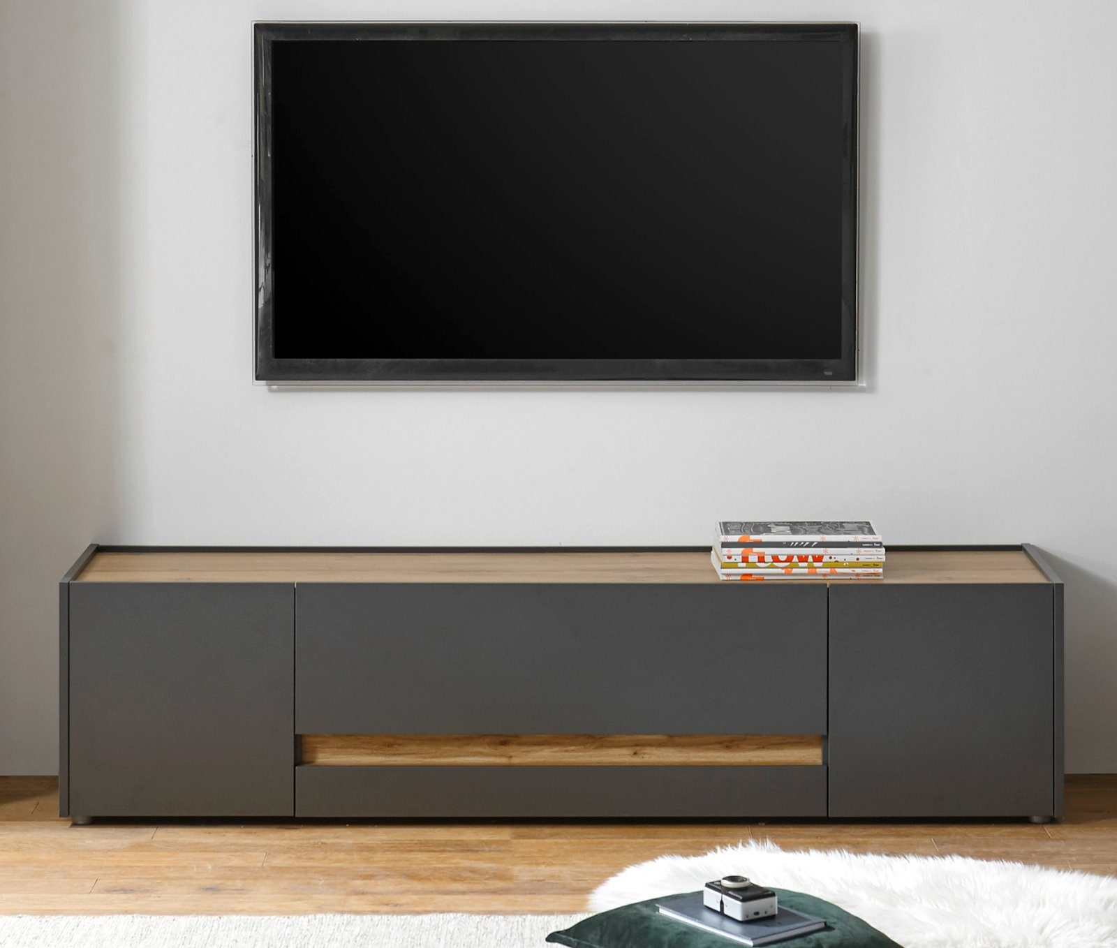 Furn.Design Lowboard Center (TV Unterschrank in grau mit Eiche, Breite 170 günstig online kaufen