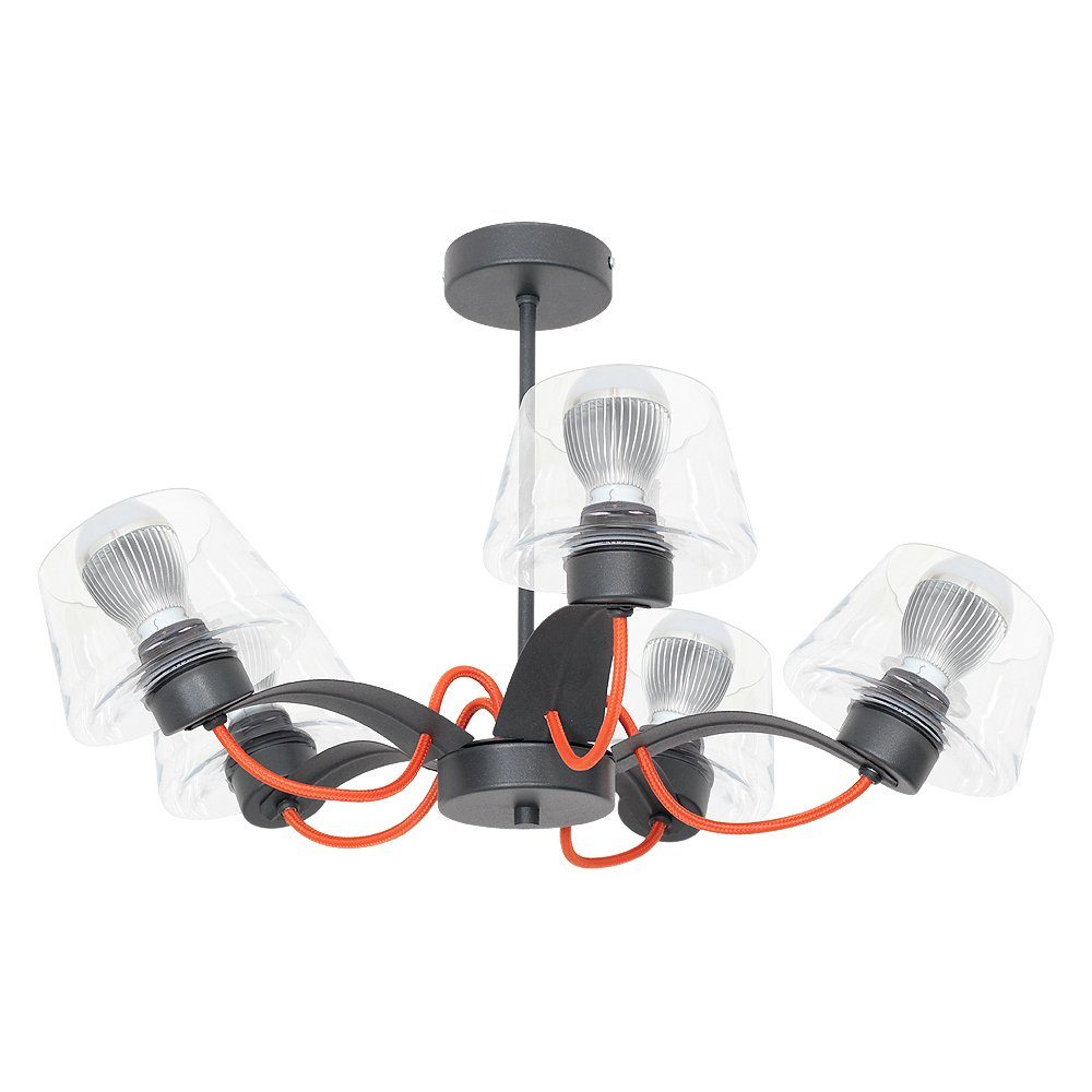 Licht-Erlebnisse Deckenleuchte EDIT, ohne Leuchtmittel, Deckenlampe E27 Schwarz Glas Metall Industrie Design