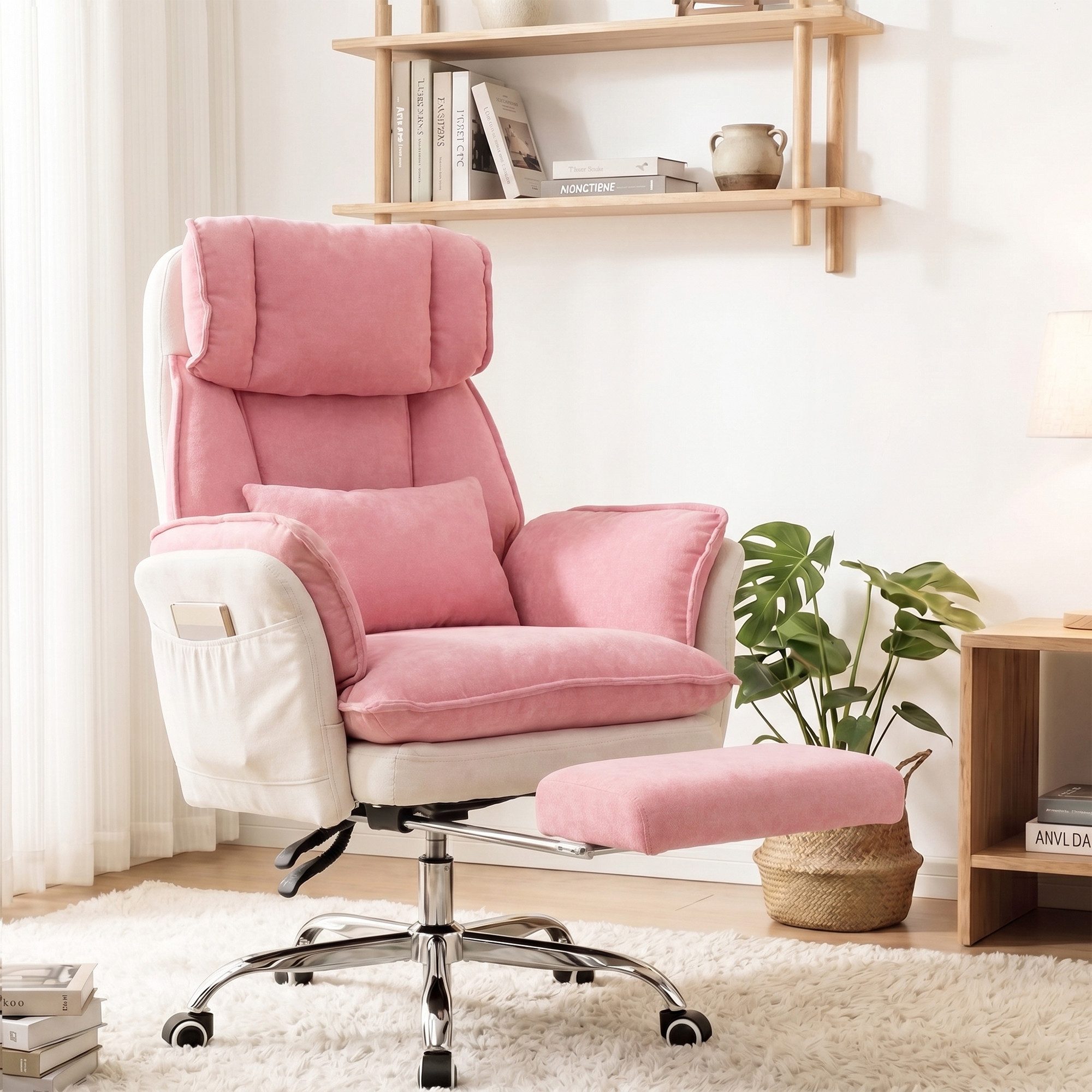 UEV Bürostuhl ergonomisch mit klappbarer Fußstütze Mesh bis 226kg, neigbar bis 150° (Packung), Hochklappbare Armlehnen/Integrierte Fußstütze/leichtgängiges Rad – Bild 4 von 5