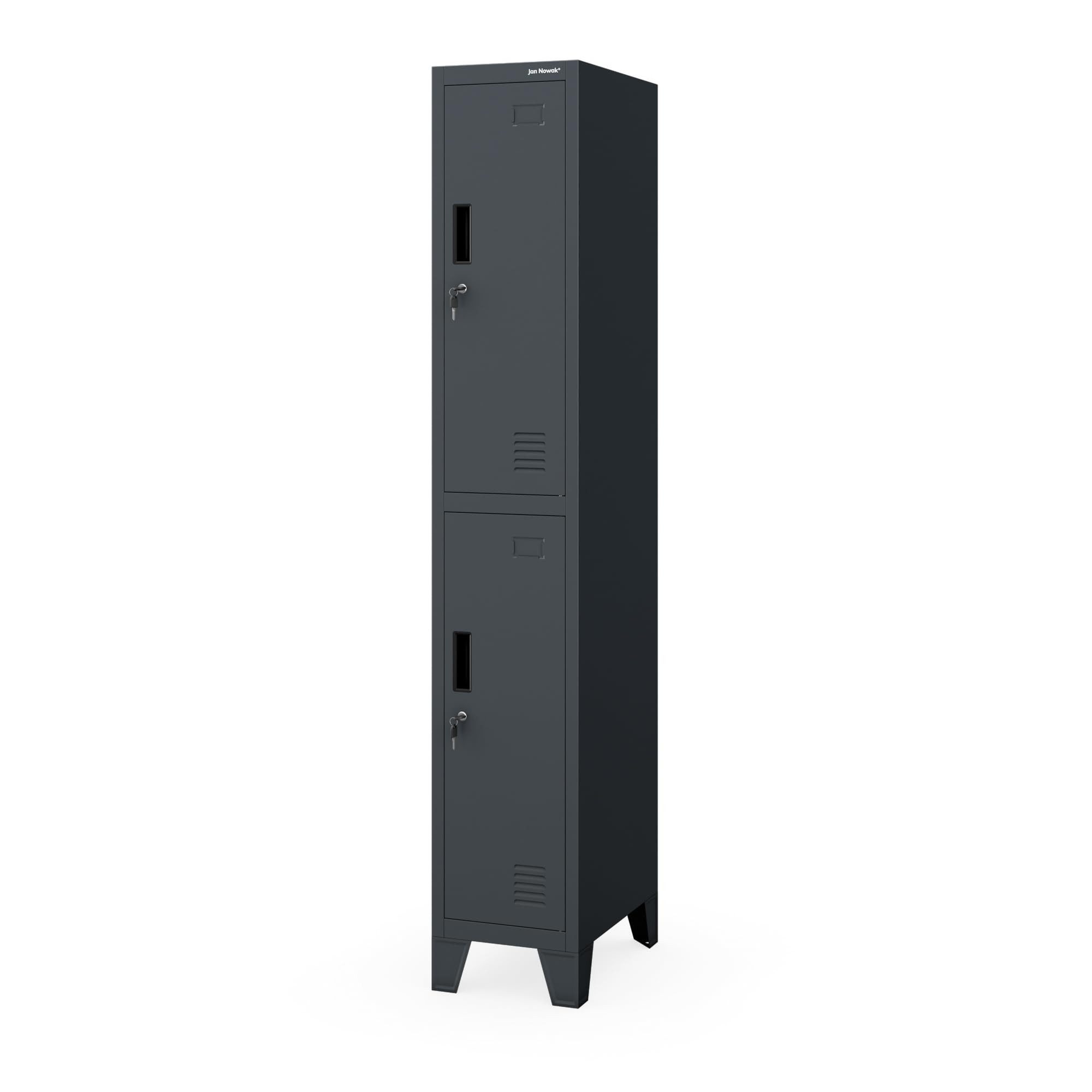 Jan Nowak Mehrzweckschrank Metall Kleiderspind 29 cm BARTEK 1 Plus 2 Fächer abschließbar (Stahl 0,6 mm 172 x 29 x 45 cm Wandmontage möglich) Garderobenschrank Schloss 172 cm hoch robust 4 Farben PZH