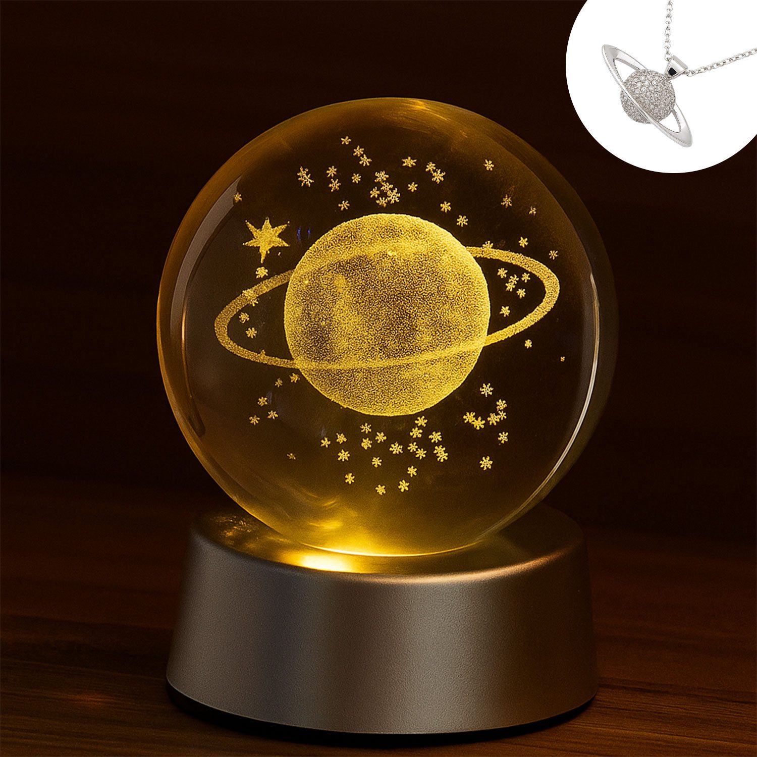 Jungengel Dekoobjekt Saturn Kristallkugel Geschenkset Halskette Dekokugel S günstig online kaufen