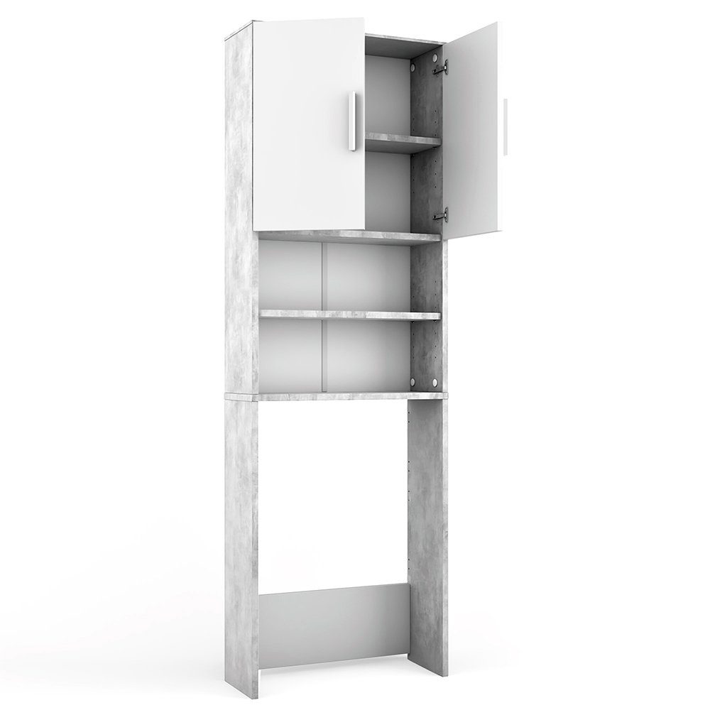 Vicco Waschmaschinenumbauschrank, Beton/Weiß, 64 x 190 günstig online kaufen